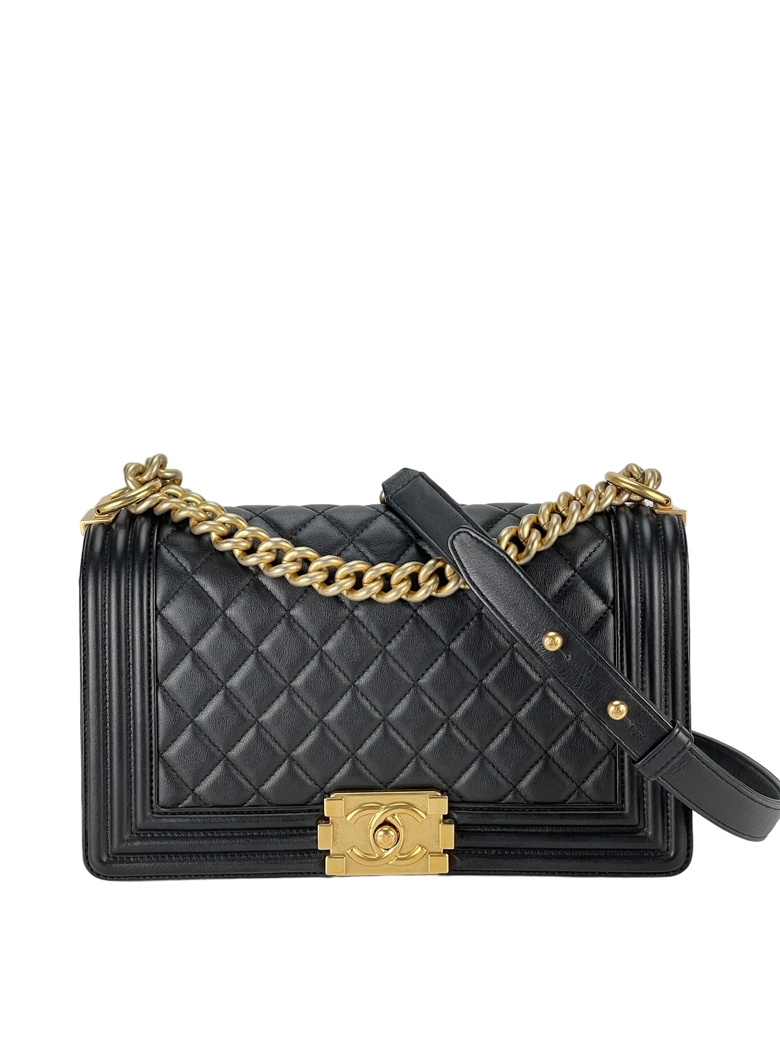 CHANEL -  Black Calfskin Quilted  Leboy Flap Bag