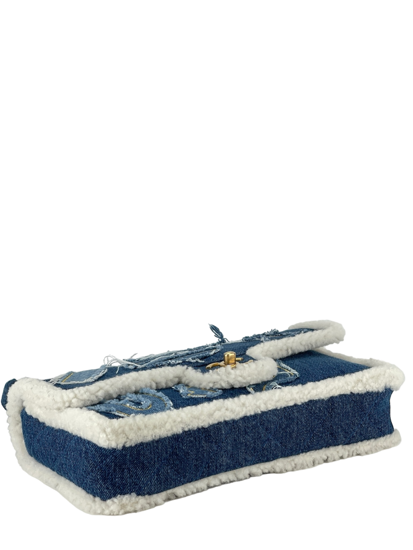CHANEL - Denim Shearling Trim Flap Bag