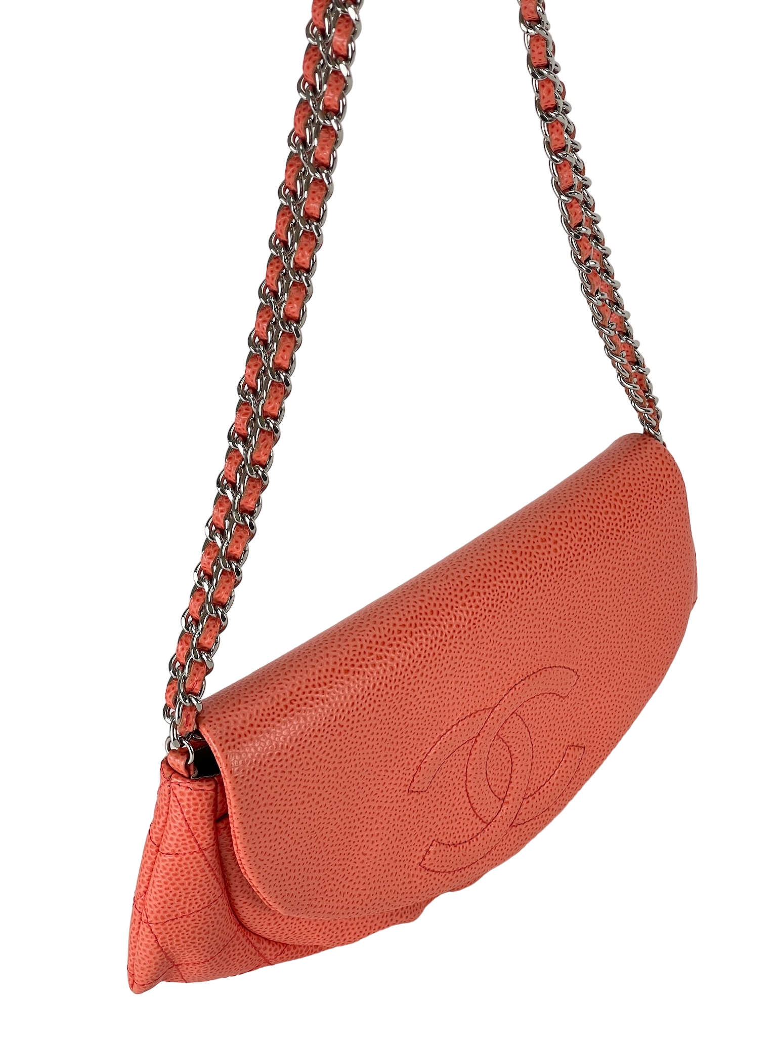 CHANEL - Red Mini Caviar Half Moon bag