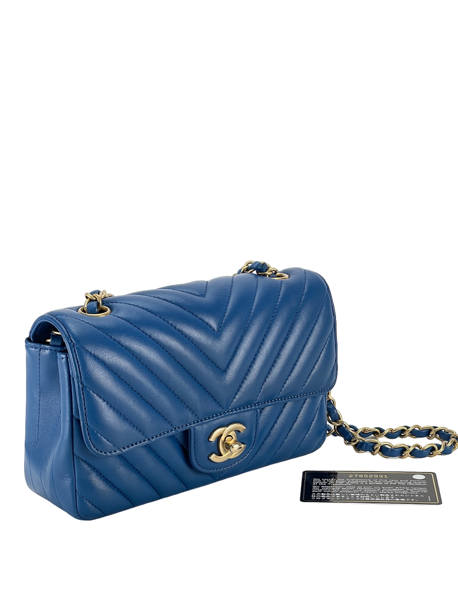 CHANEL - Blue Chevron Mini Flap Bag