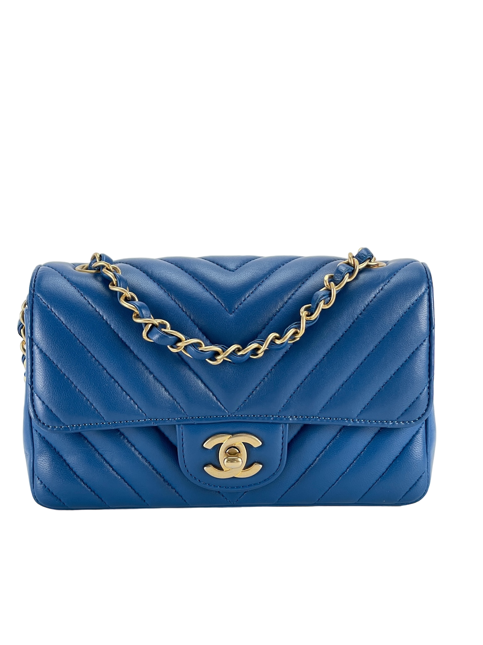 CHANEL - Blue Chevron Mini Flap Bag