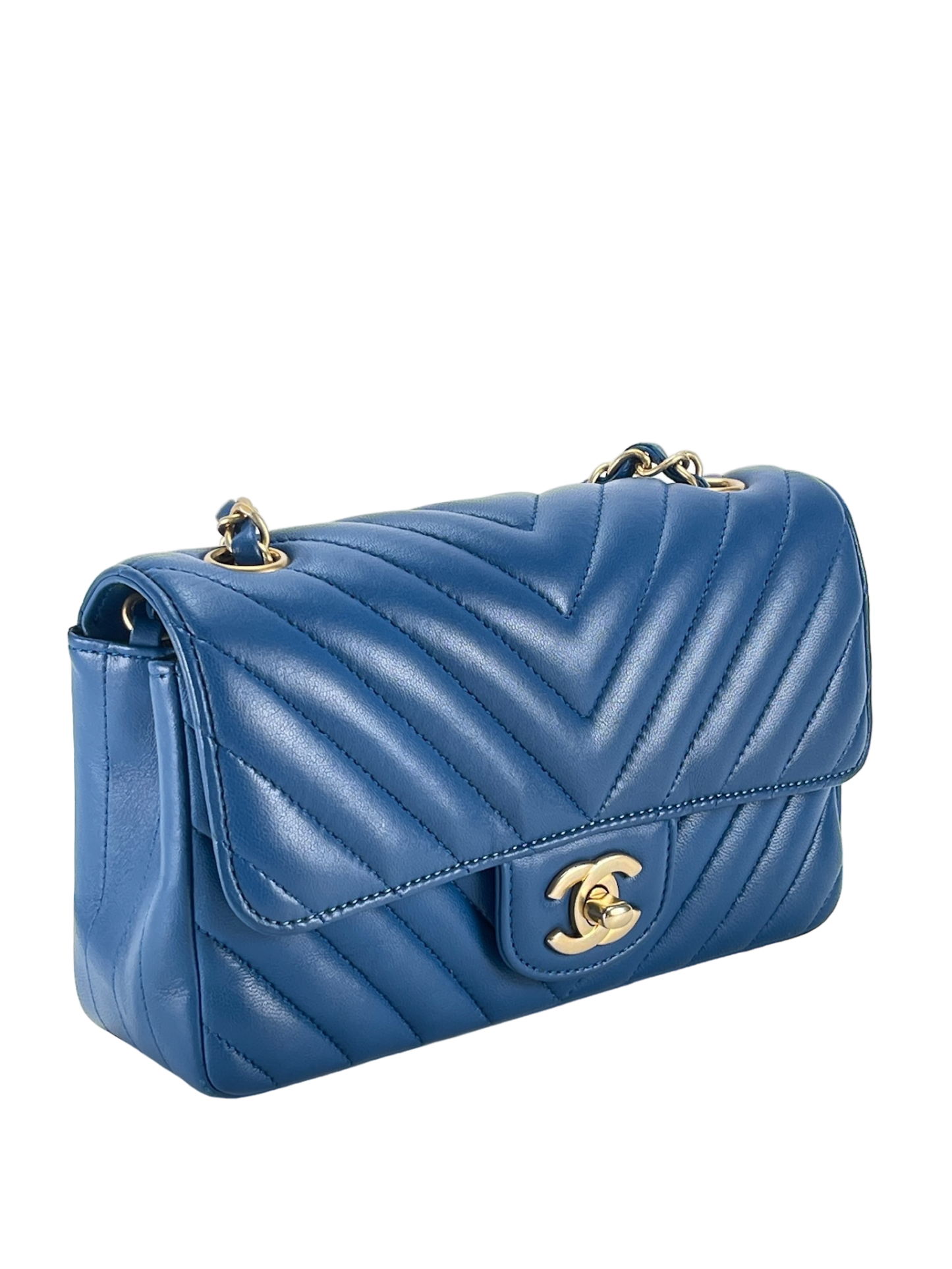 CHANEL - Blue Chevron Mini Flap Bag