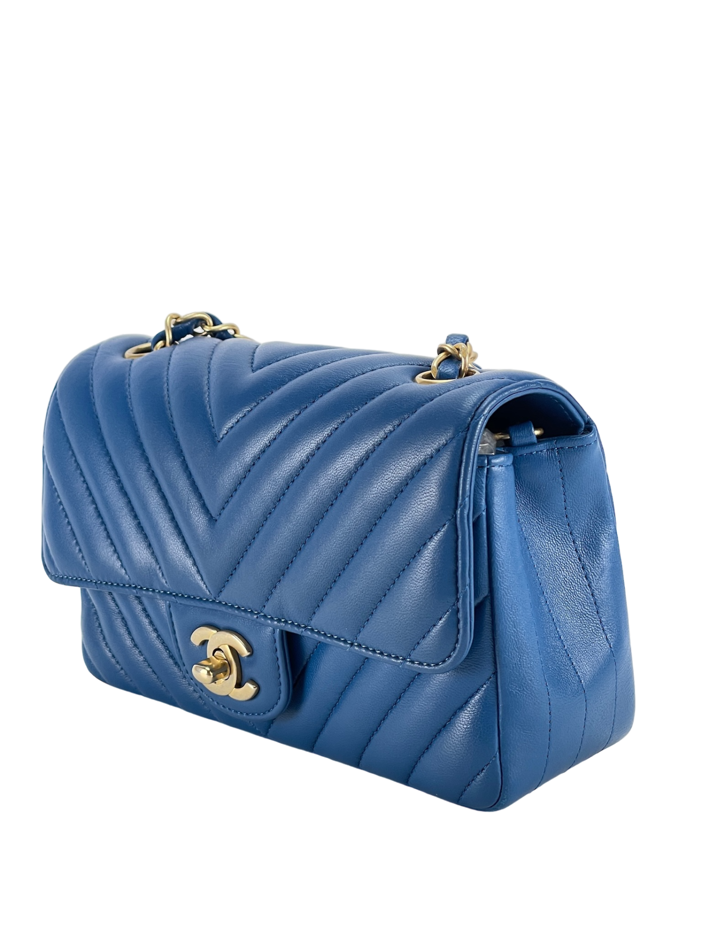 CHANEL - Blue Chevron Mini Flap Bag