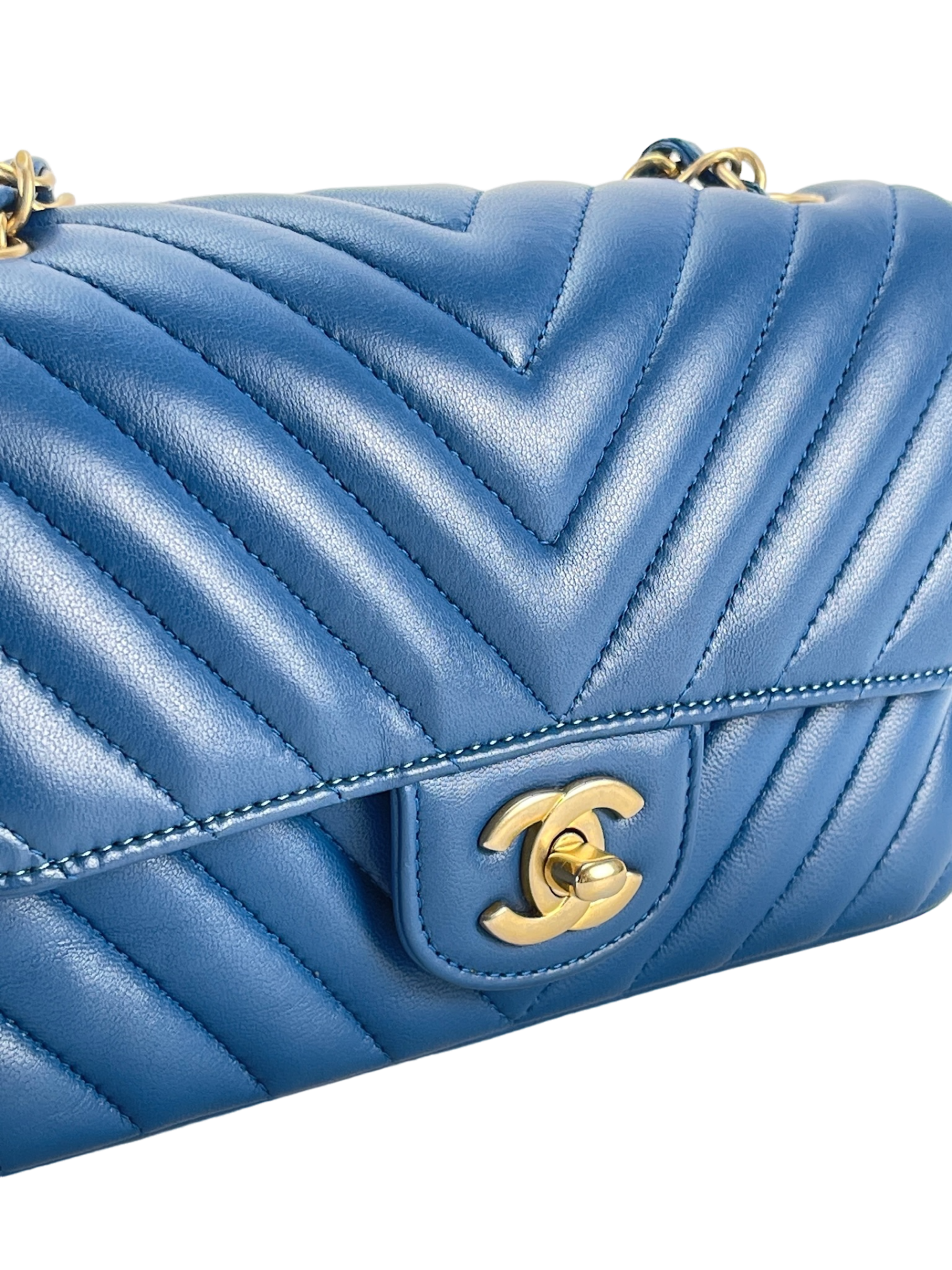 CHANEL - Blue Chevron Mini Flap Bag