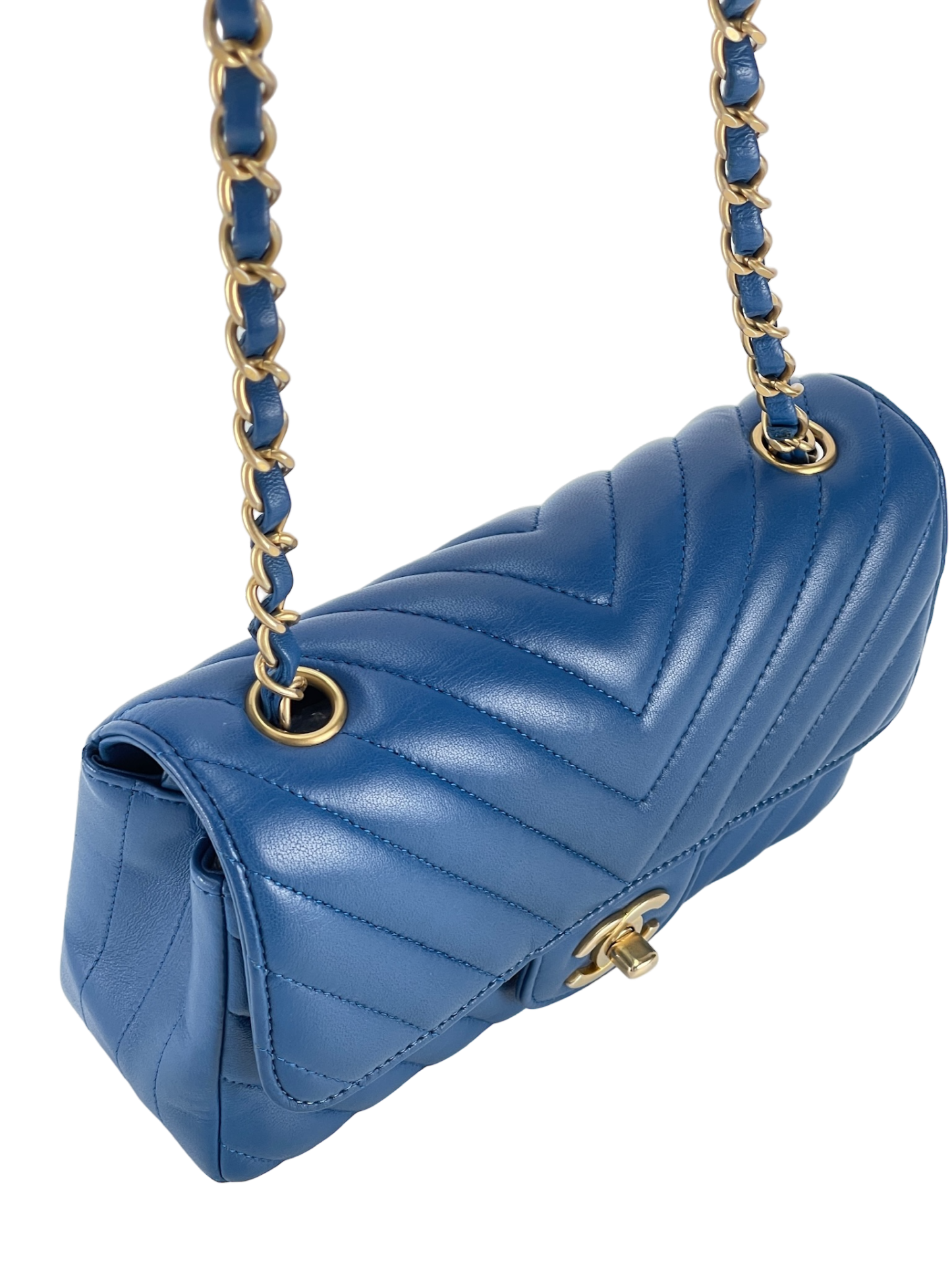 CHANEL - Blue Chevron Mini Flap Bag