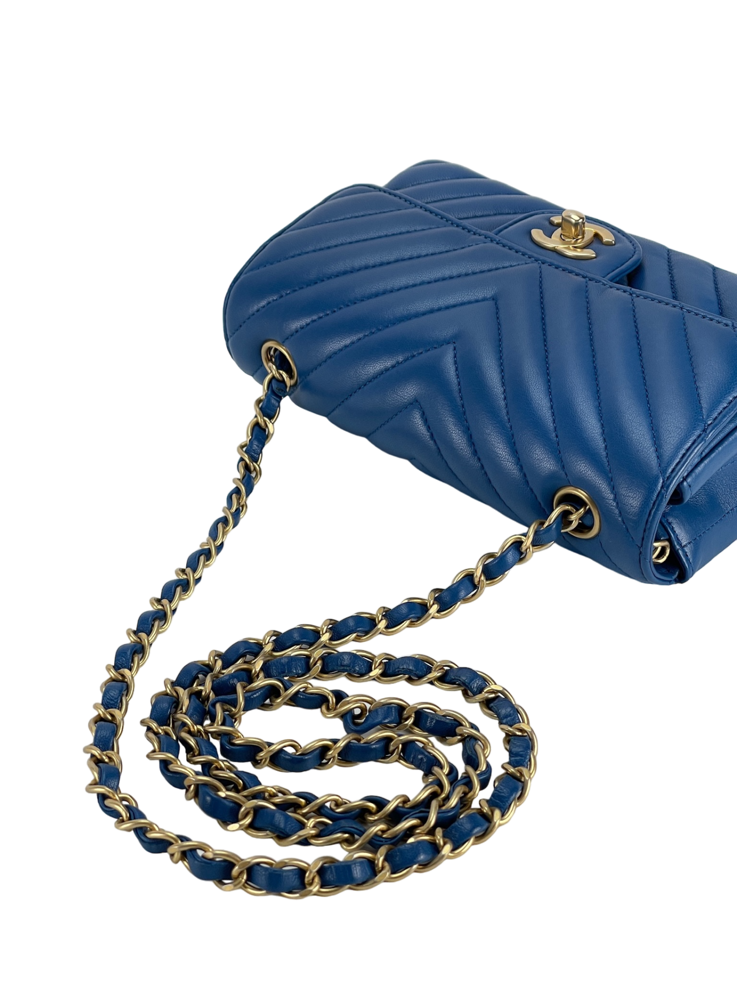 CHANEL - Blue Chevron Mini Flap Bag