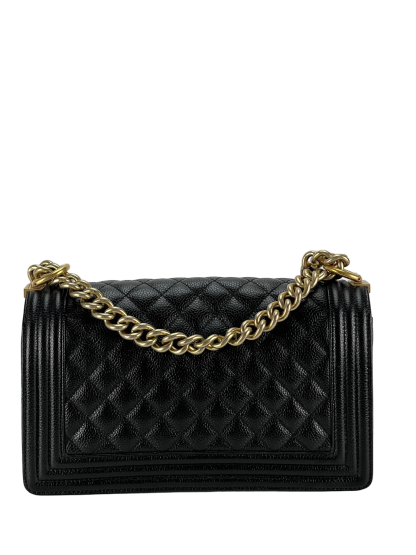 CHANEL -  Black Cavair Quilted  Leboy Flap Bag