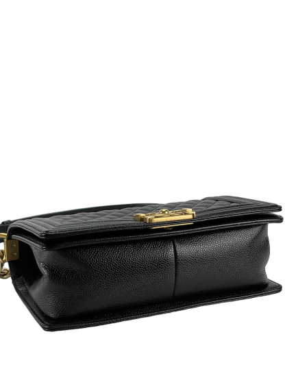 CHANEL -  Black Cavair Quilted  Leboy Flap Bag