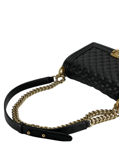 CHANEL -  Black Cavair Quilted  Leboy Flap Bag