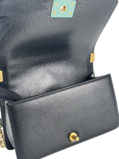 CHANEL -  Black Cavair Quilted  Leboy Flap Bag
