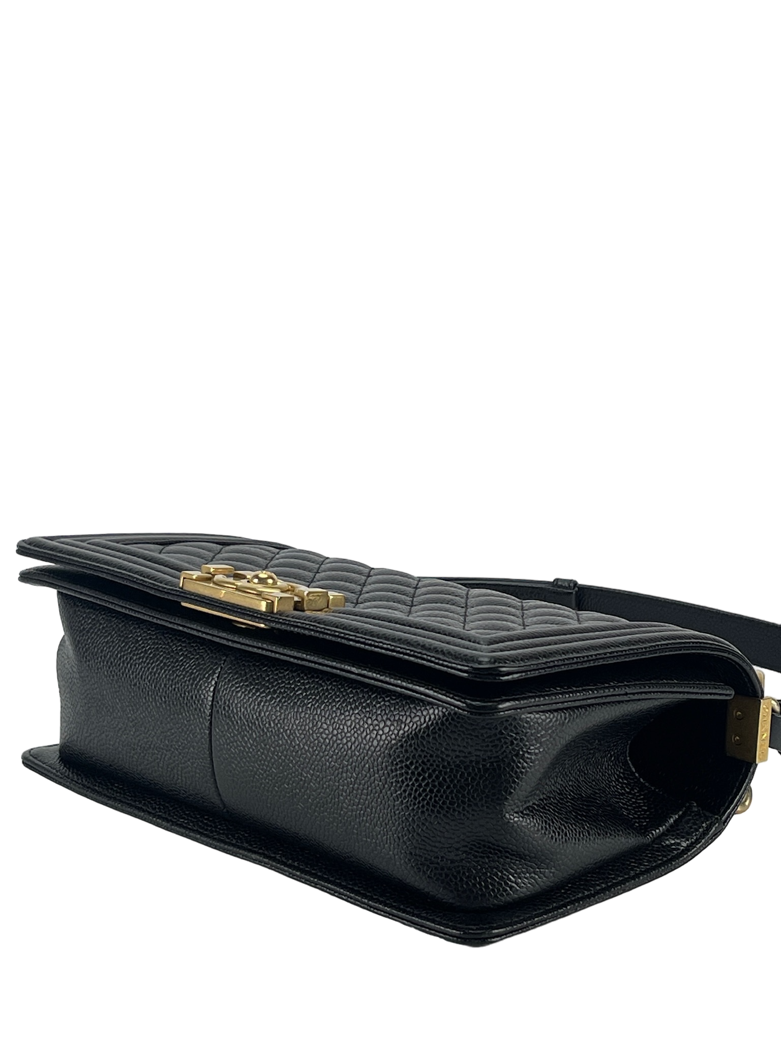 CHANEL -  Black Cavair Quilted  Leboy Flap Bag