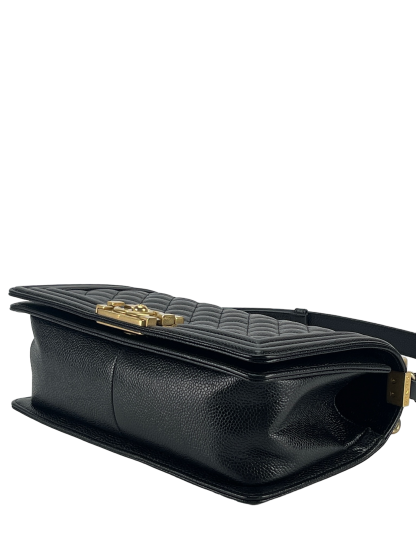 CHANEL -  Black Cavair Quilted  Leboy Flap Bag