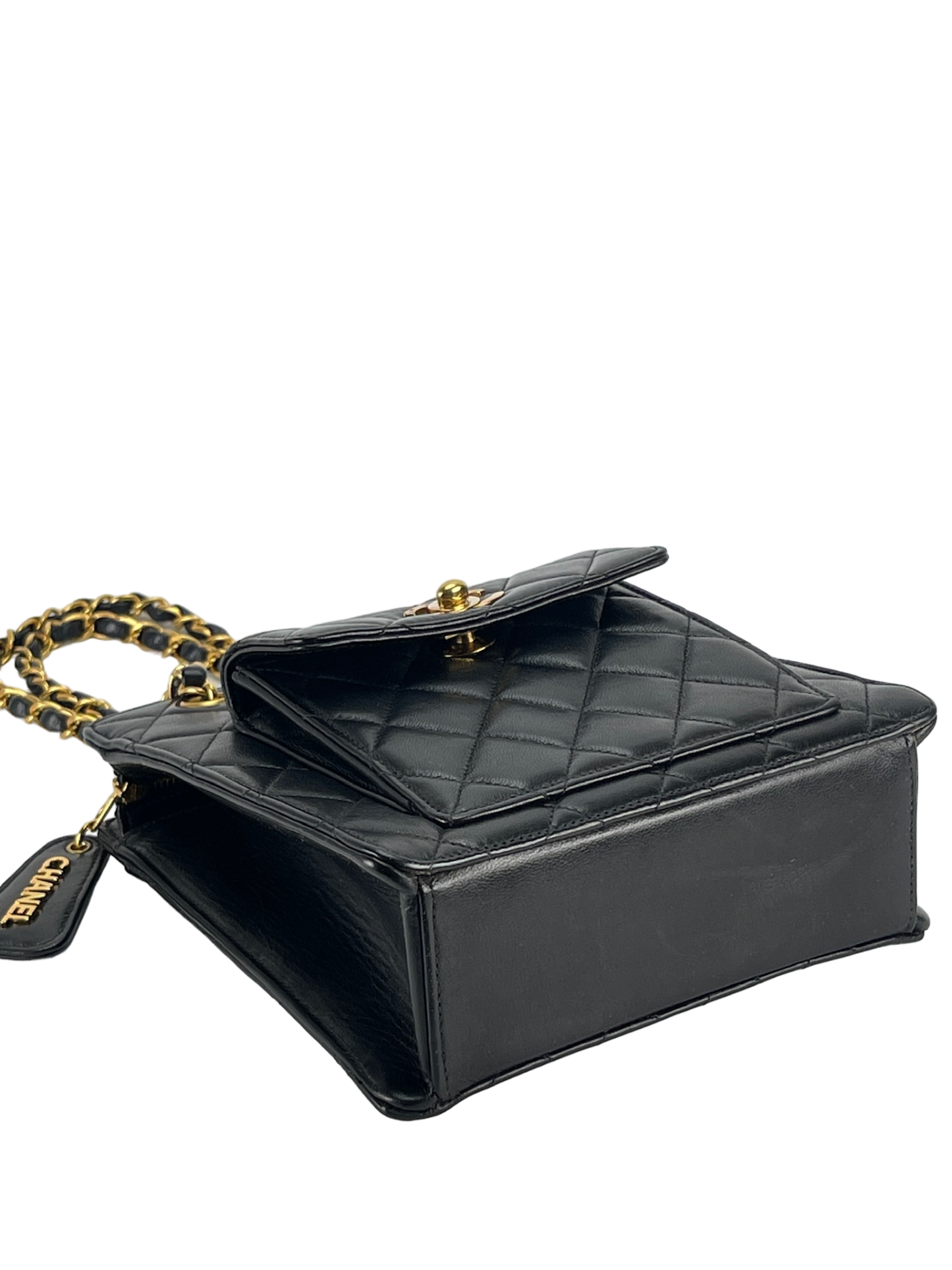 CHANEL - Black Quilted Leather Front Pocket Bag