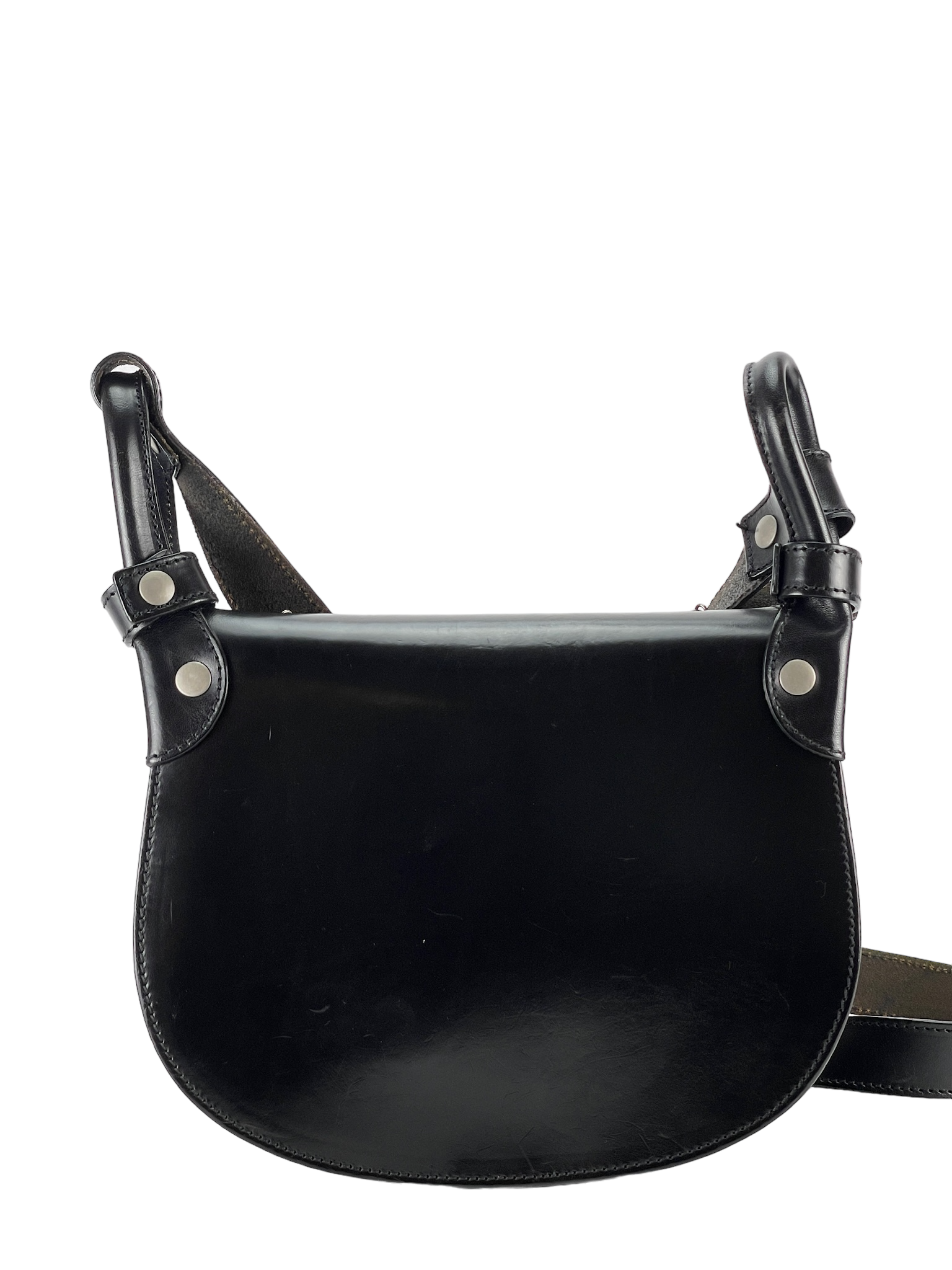 CHANEL - Black Leather Medallion Messenger Saddle Bag