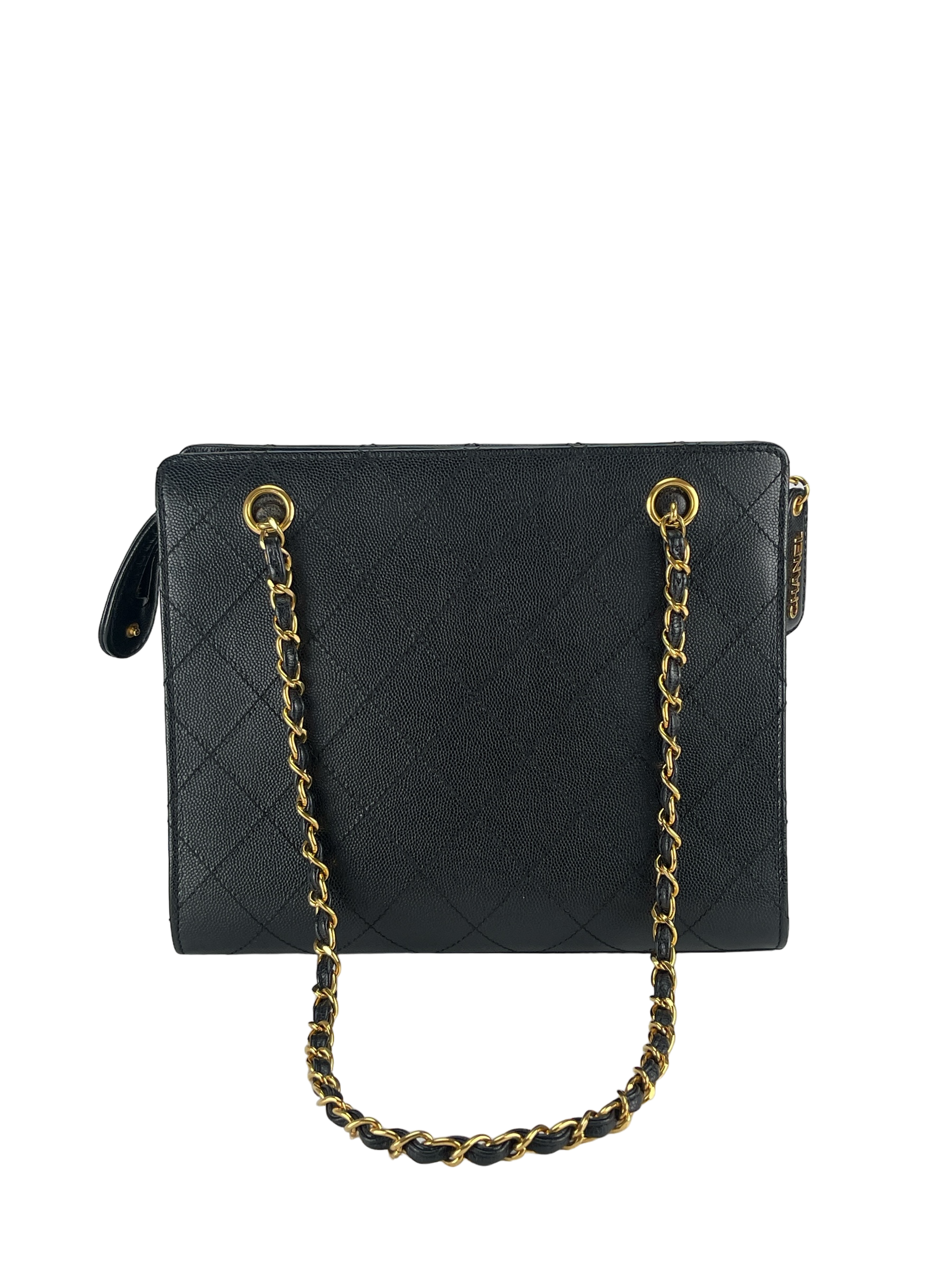 CHANEL - Caviar Skin Plate Logo Handbag