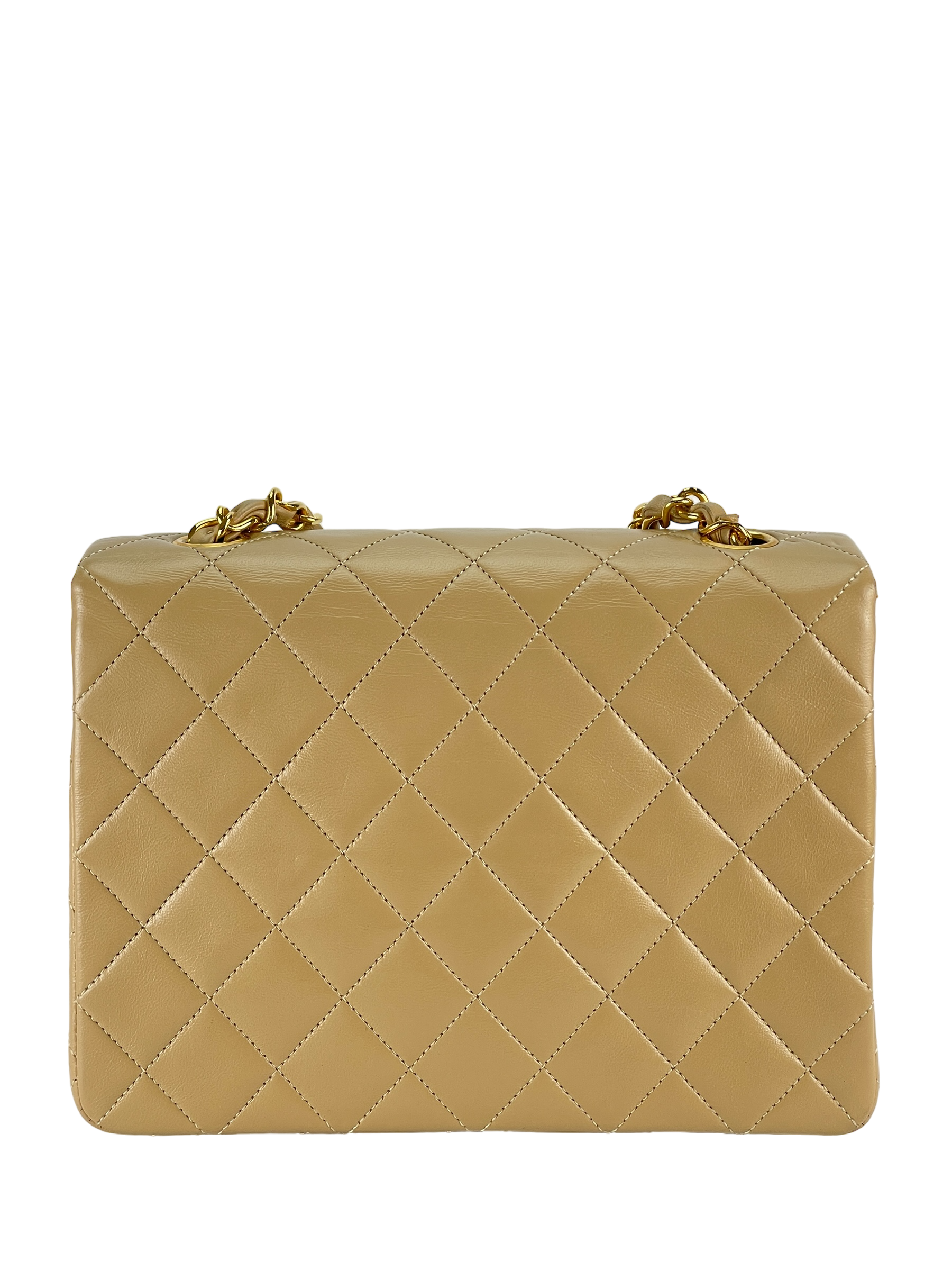 CHANEL - Beige Classic Square Flap 20 Bag