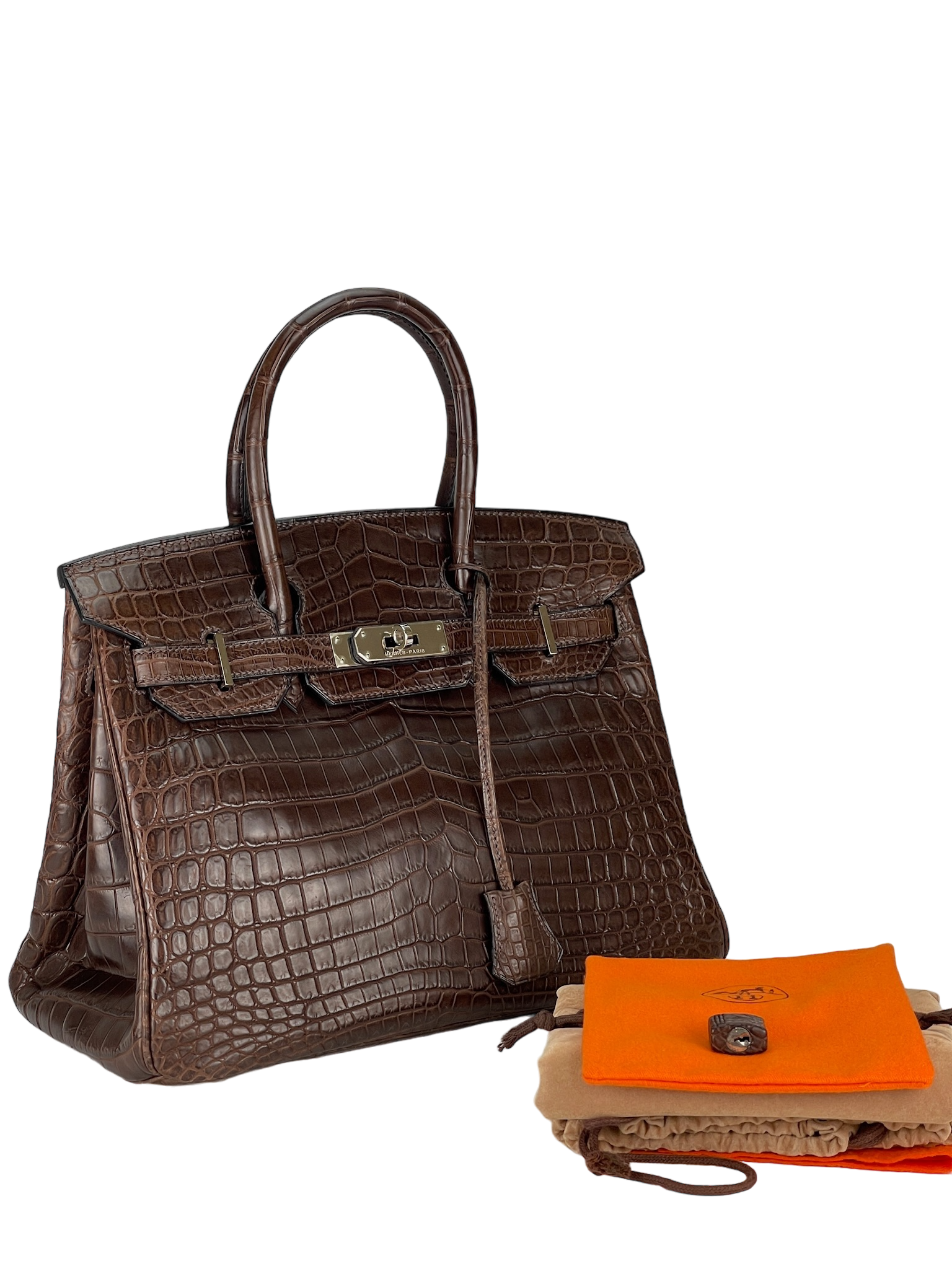HERMES - Chocolate Crocodie Birkin30 Bag