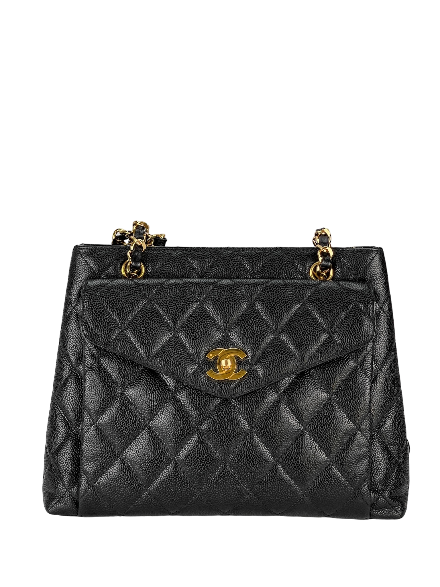 CHANEL - Caviar Plate Logo Handbag