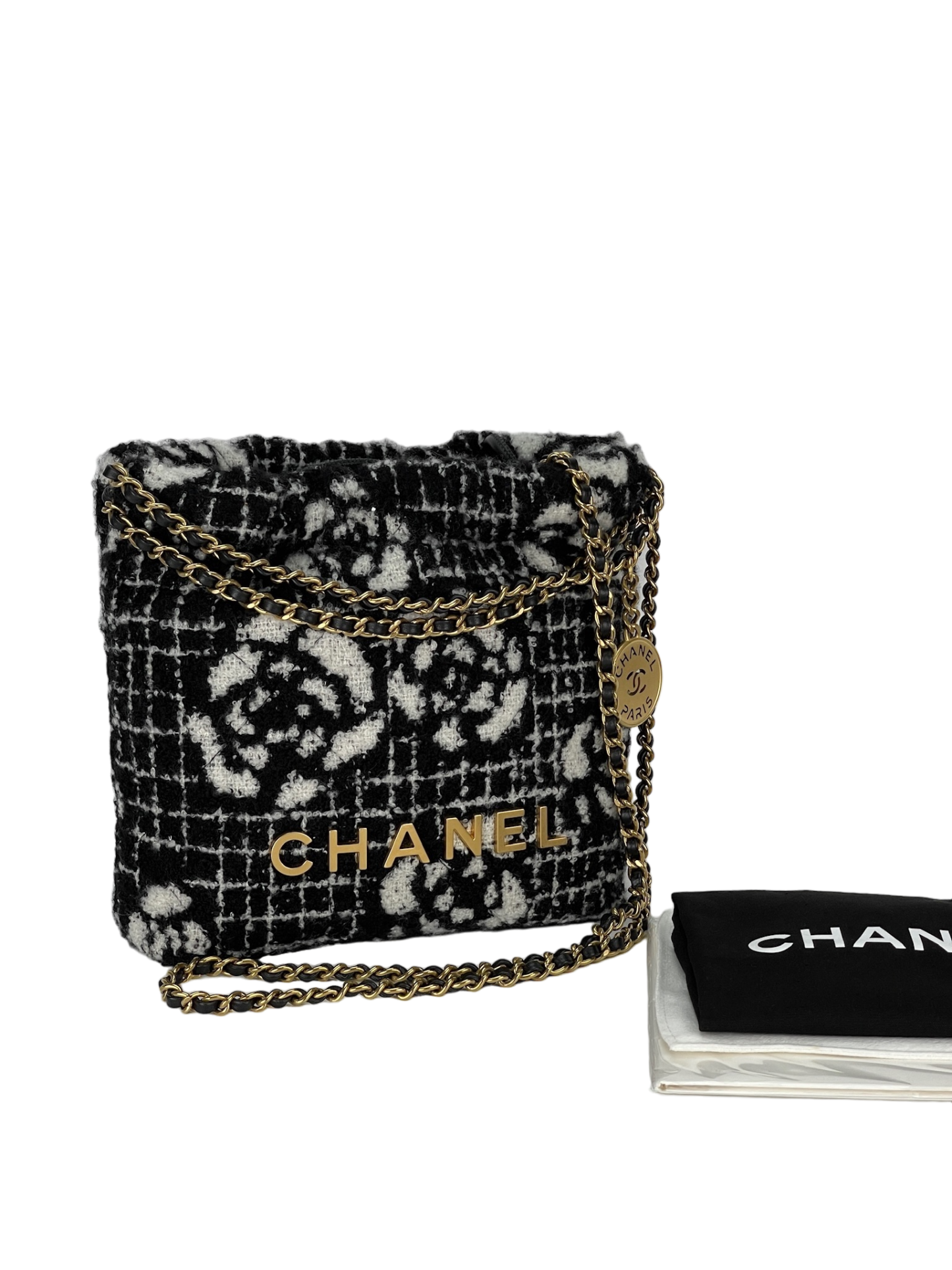 CHANEL - Tweed Camellia Mini 22 Bag