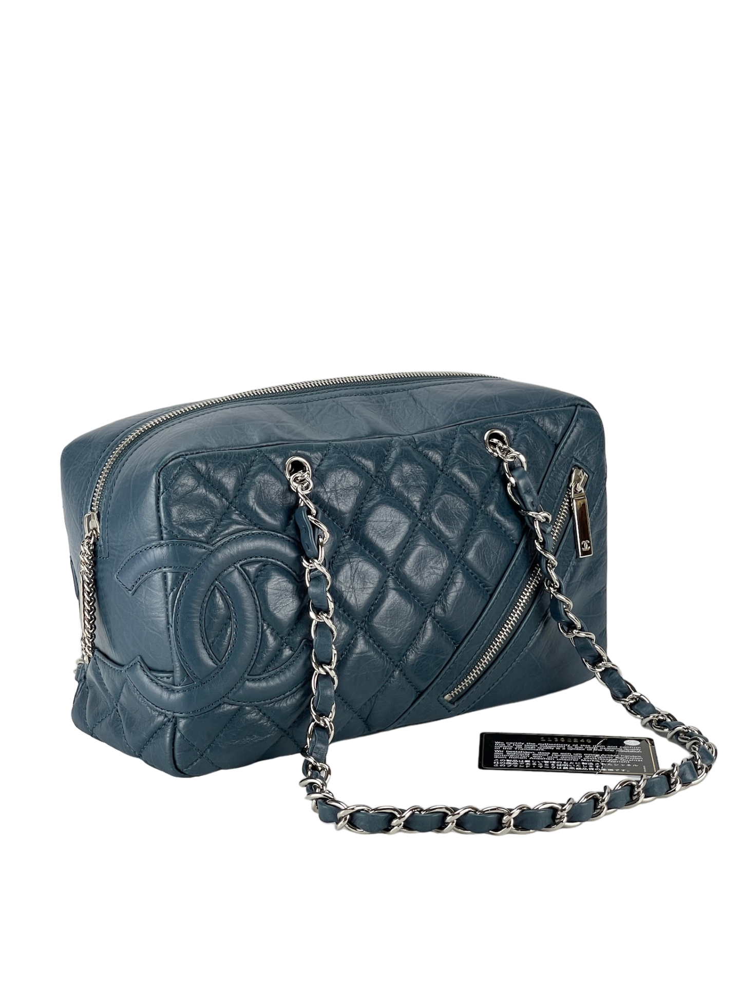 CHANEL - Blue Calfskin Bowling Shoulder Bag