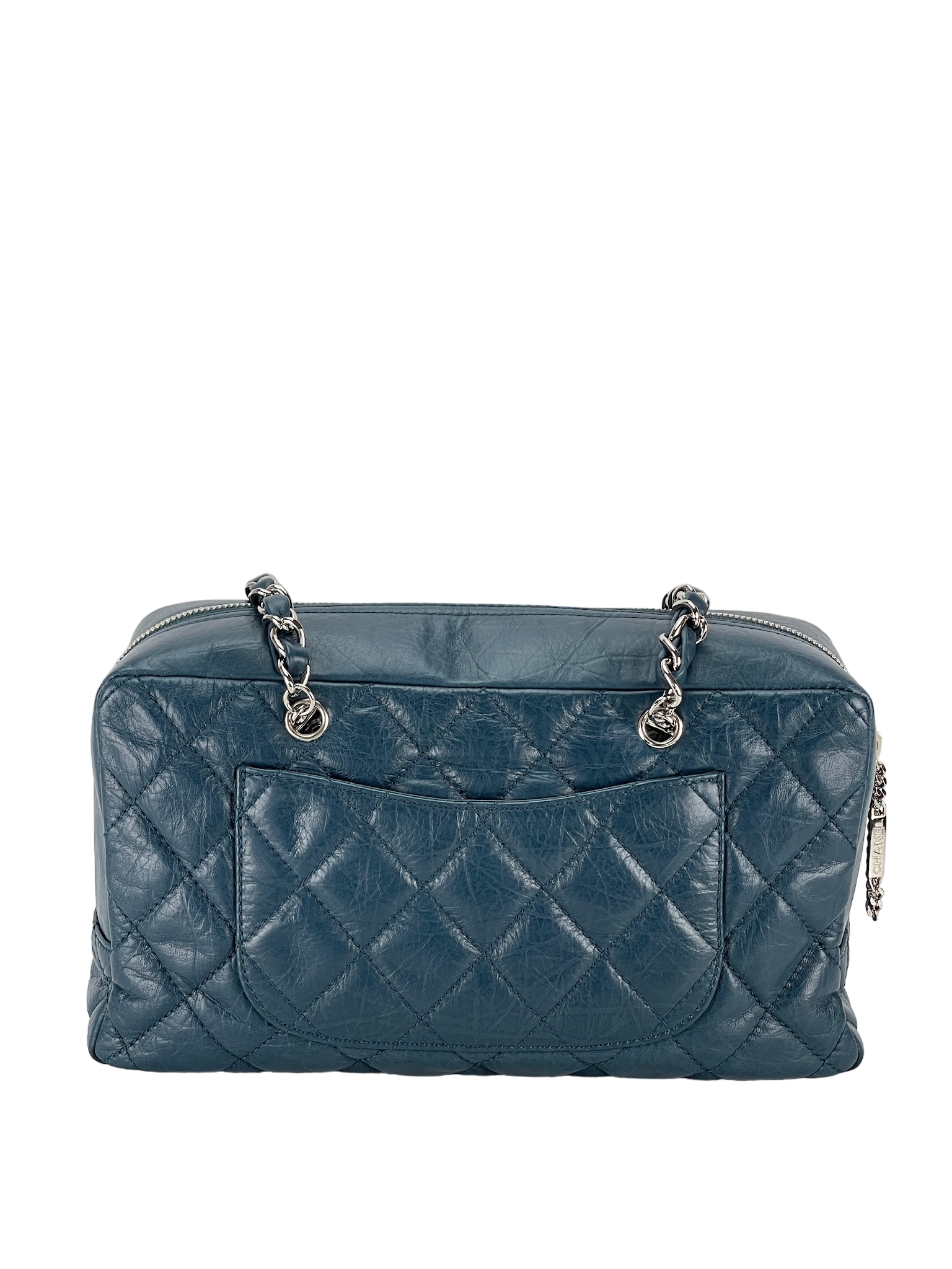 CHANEL - Blue Calfskin Bowling Shoulder Bag