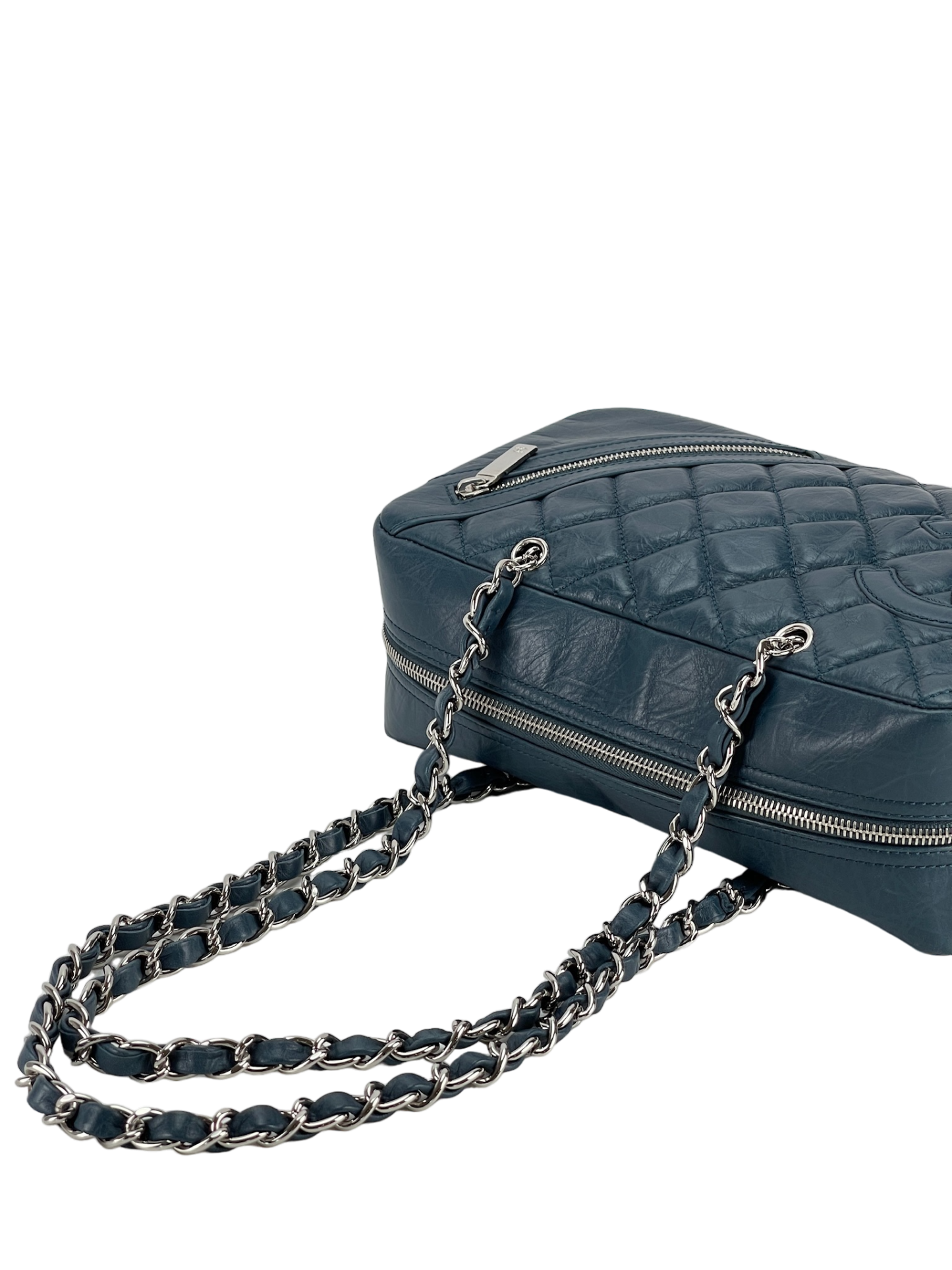 CHANEL - Blue Calfskin Bowling Shoulder Bag