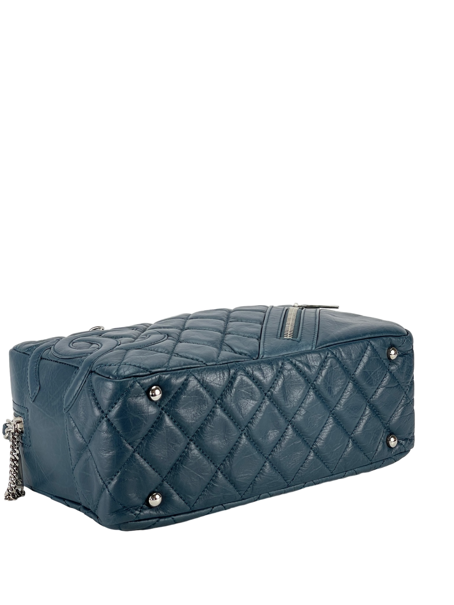 CHANEL - Blue Calfskin Bowling Shoulder Bag