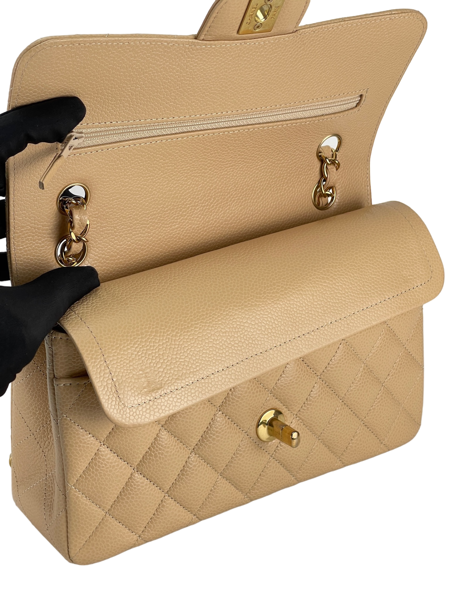 CHANEL - Beige Caviar Skin CF23 Shoulder Bag
