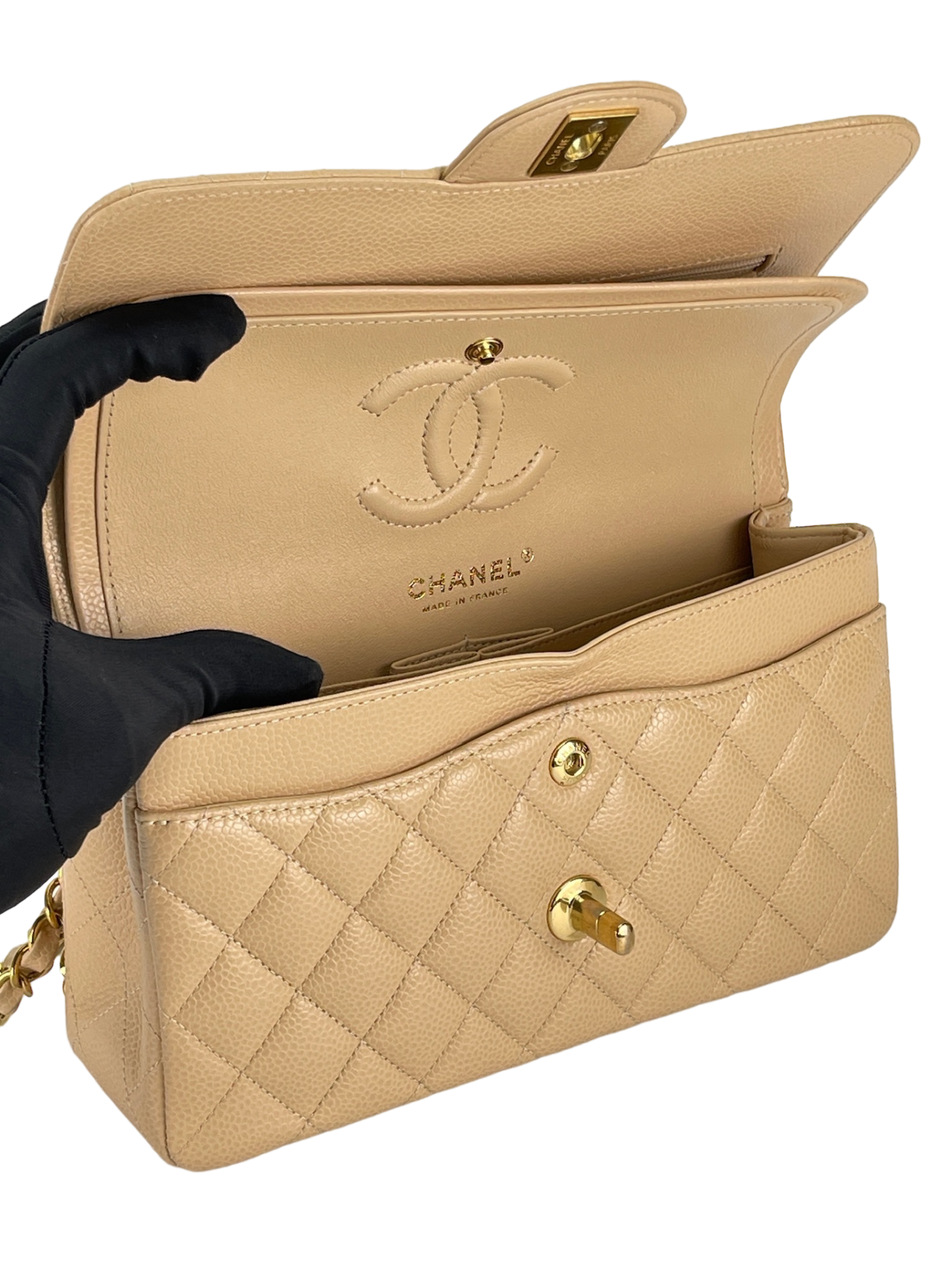 CHANEL - Beige Caviar Skin CF23 Shoulder Bag