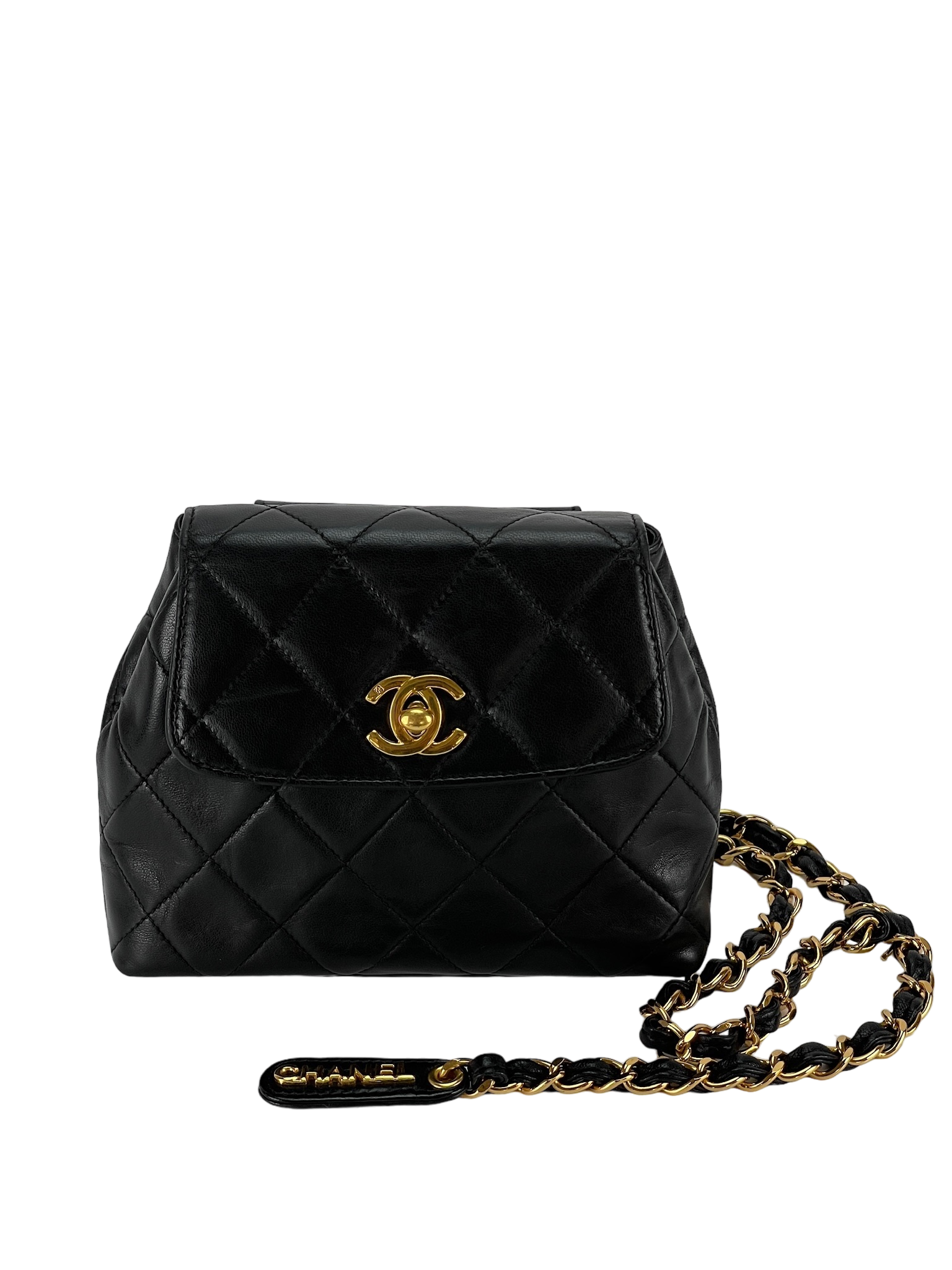 CHANEL - Balck Lambskin Chain Waist Bag