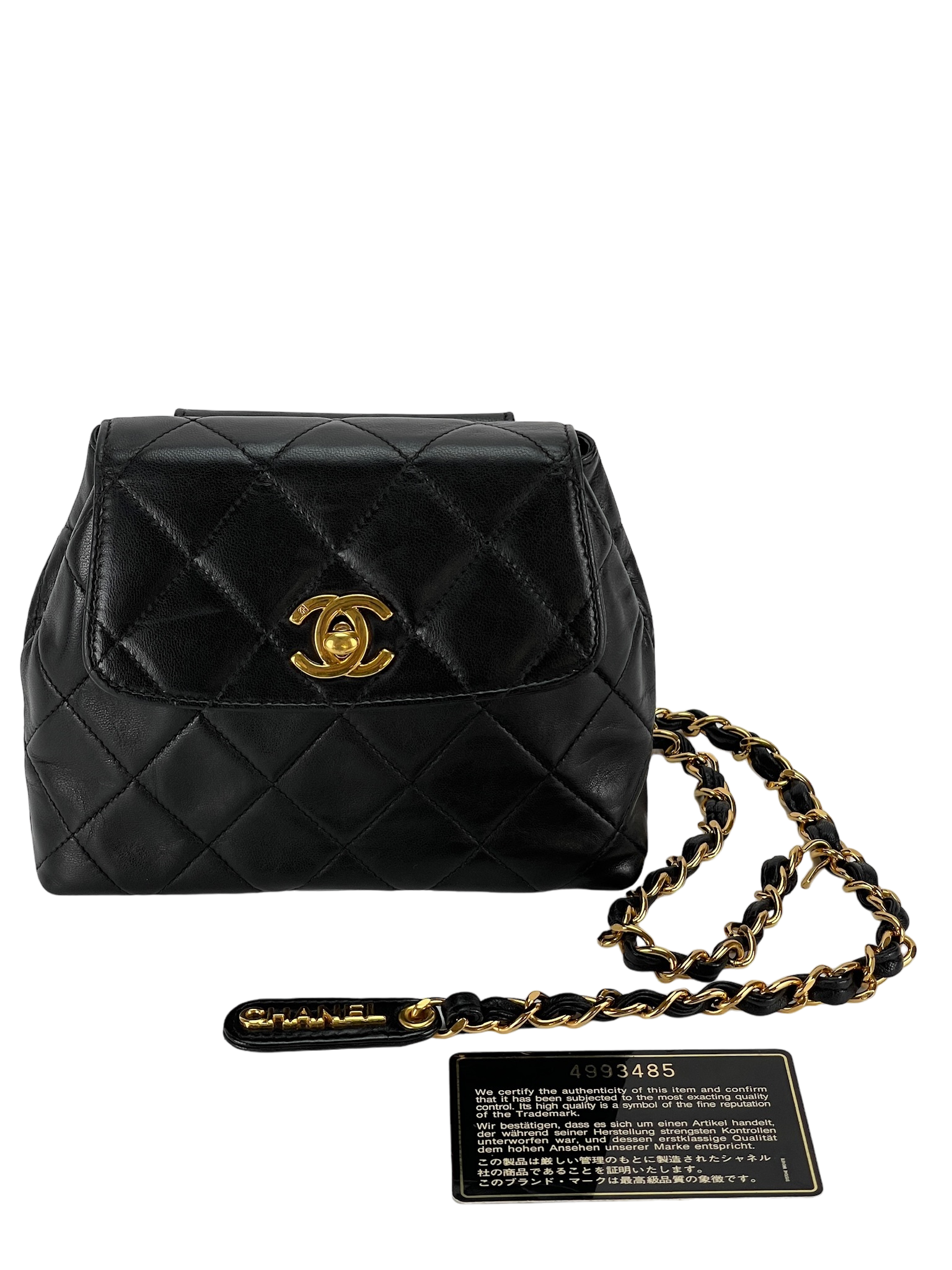 CHANEL - Balck Lambskin Chain Waist Bag