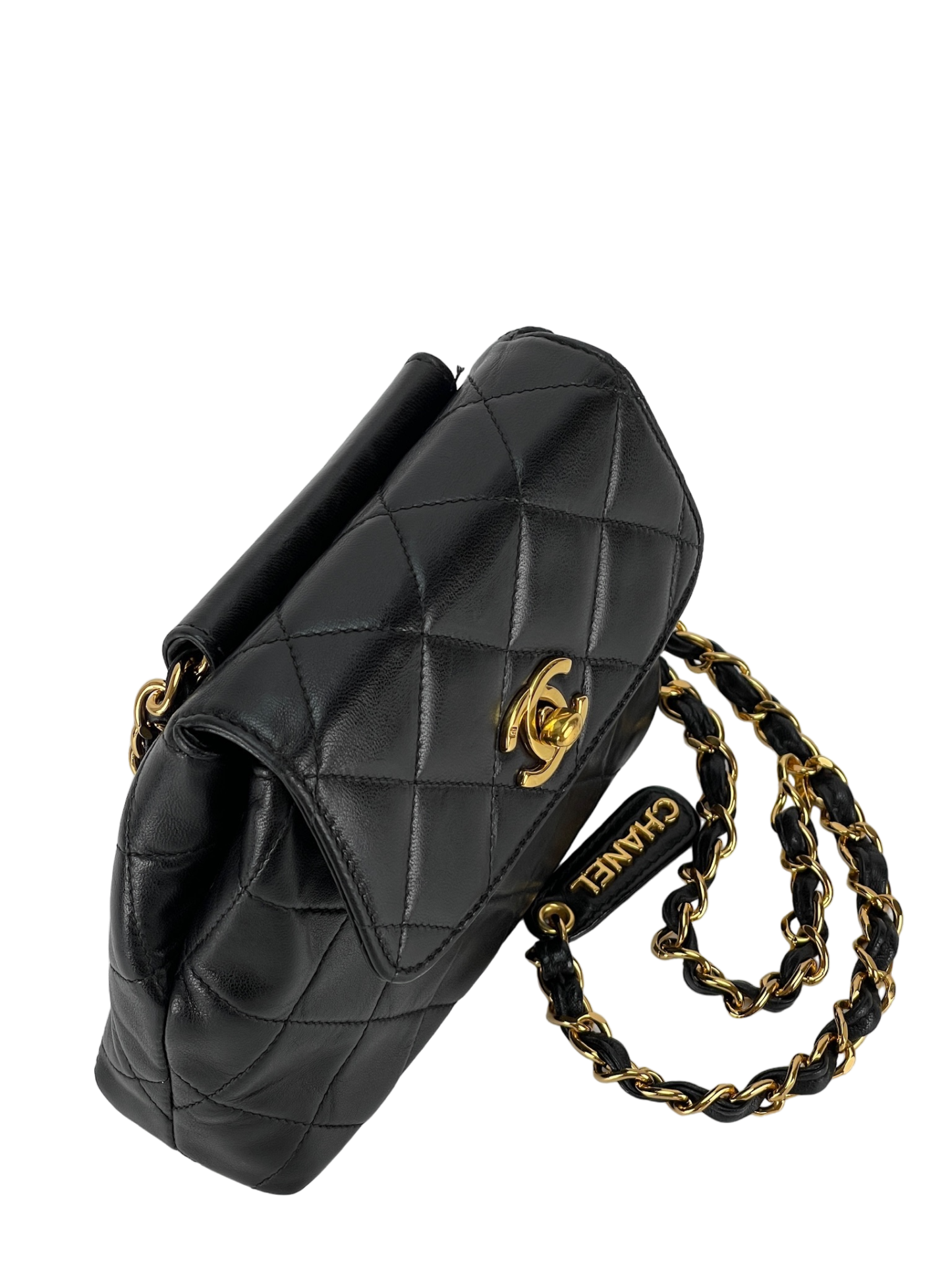 CHANEL - Balck Lambskin Chain Waist Bag