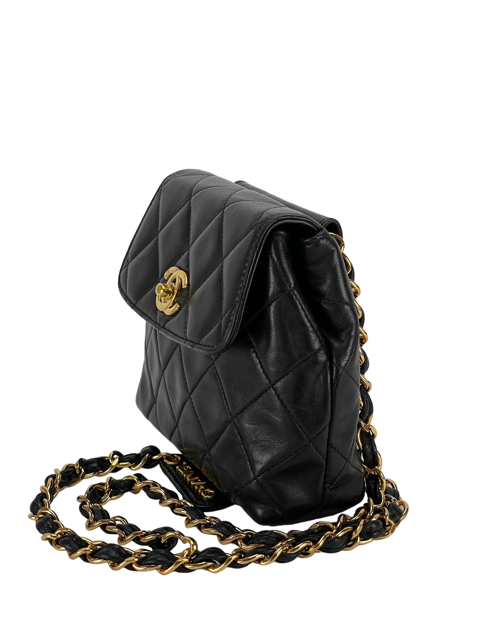 CHANEL - Balck Lambskin Chain Waist Bag