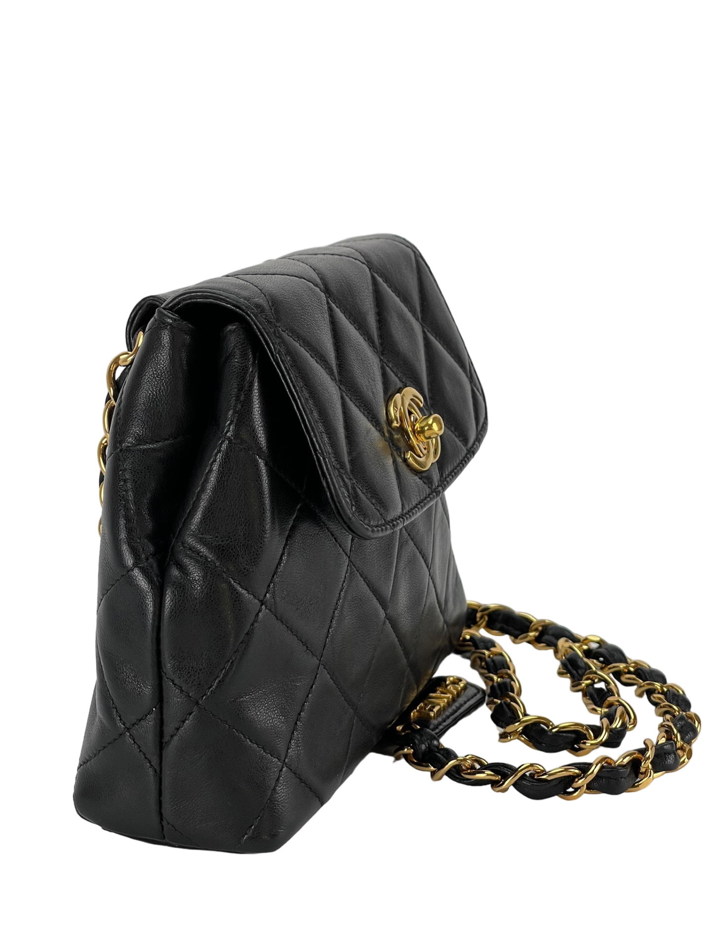 CHANEL - Balck Lambskin Chain Waist Bag
