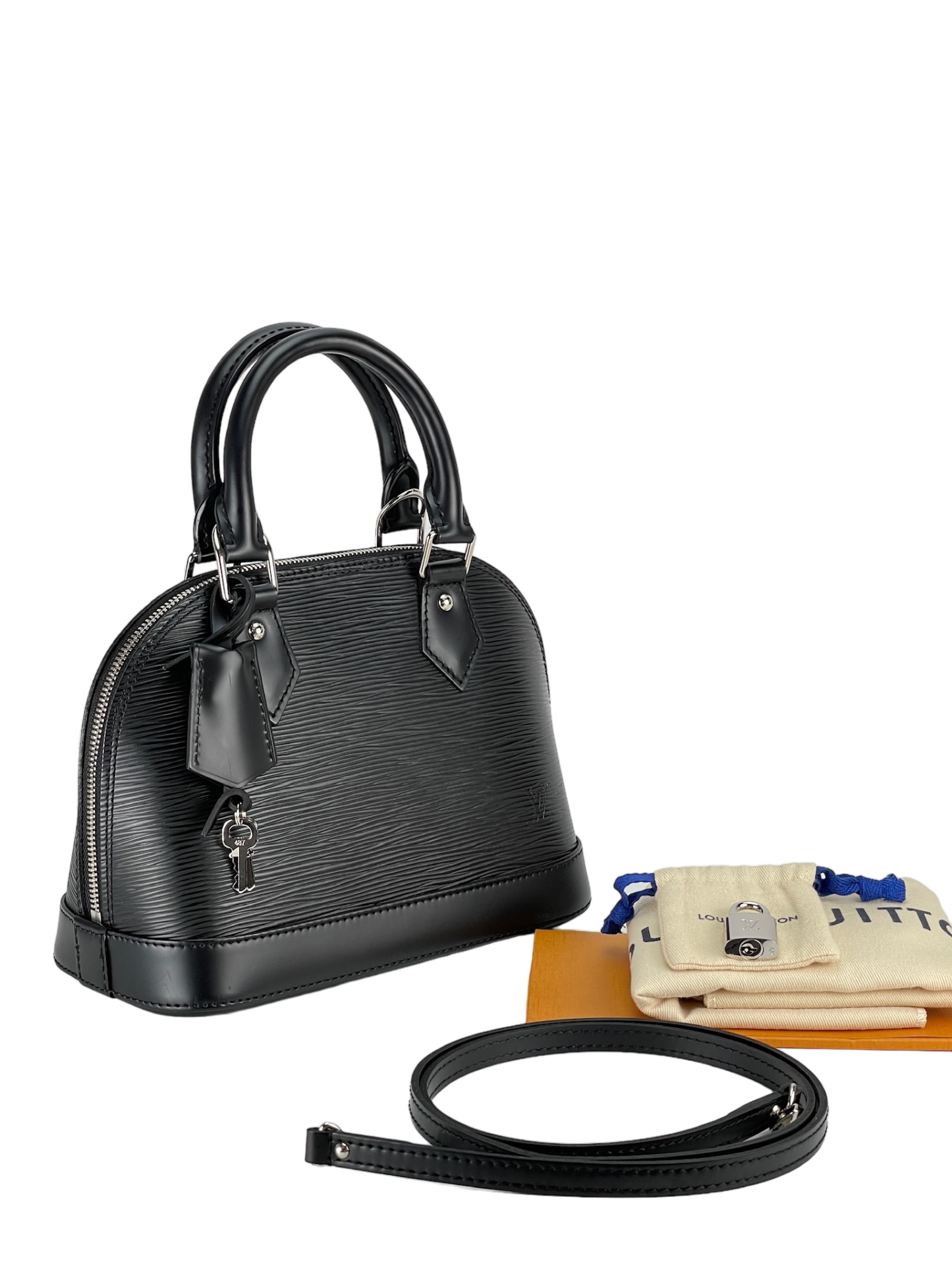 LOUIS VUITTON - Black Epi Alma PM Hand Bag