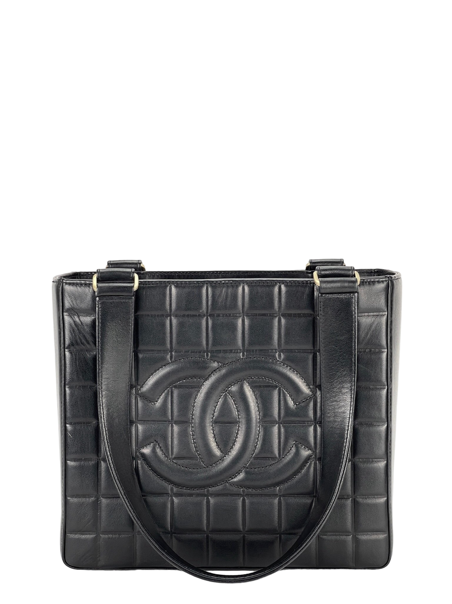 CHANEL - ブラック ラムスキン チョコレートバー トートバッグ