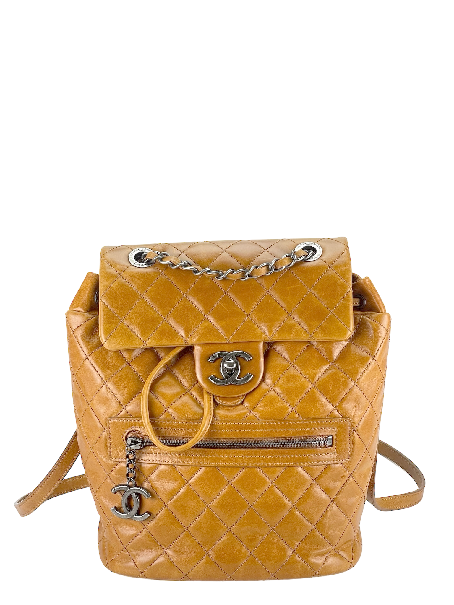 CHANEL - Brown Glazed Calfskin Mountain Backpack