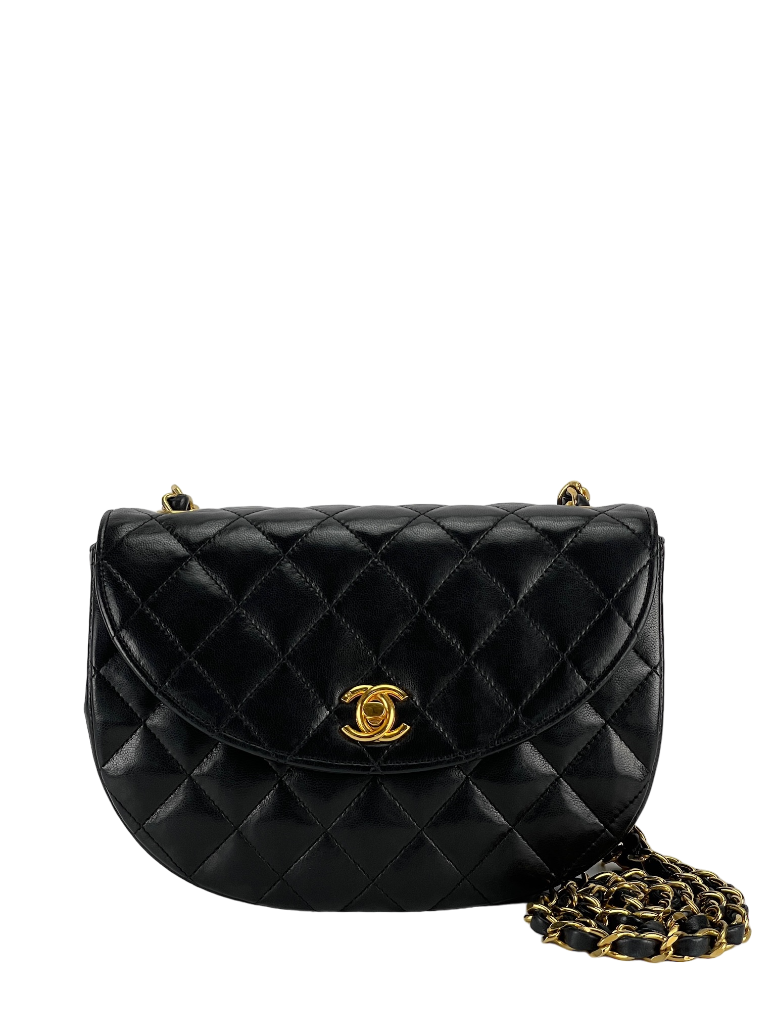 CHANEL - Lambskin Half Moon Shoulder Bag