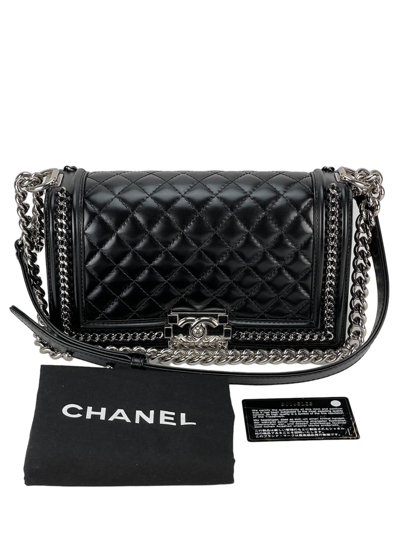 CHANEL - Black Calfskin Quilted Leboy Flap Bag