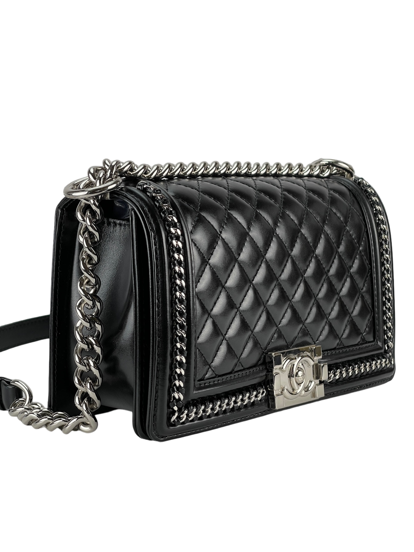 CHANEL - Black Calfskin Quilted Leboy Flap Bag