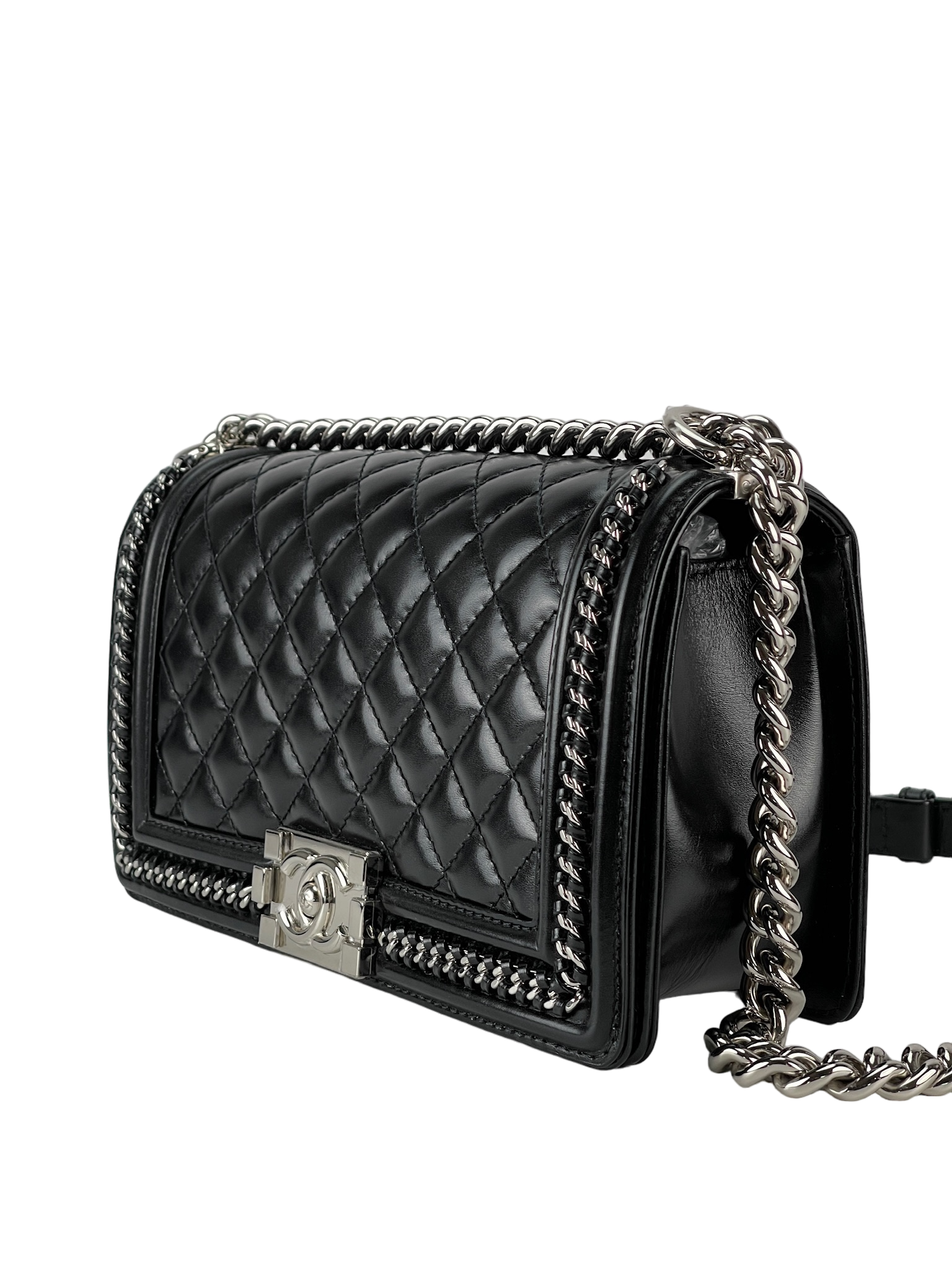 CHANEL - Black Calfskin Quilted Leboy Flap Bag