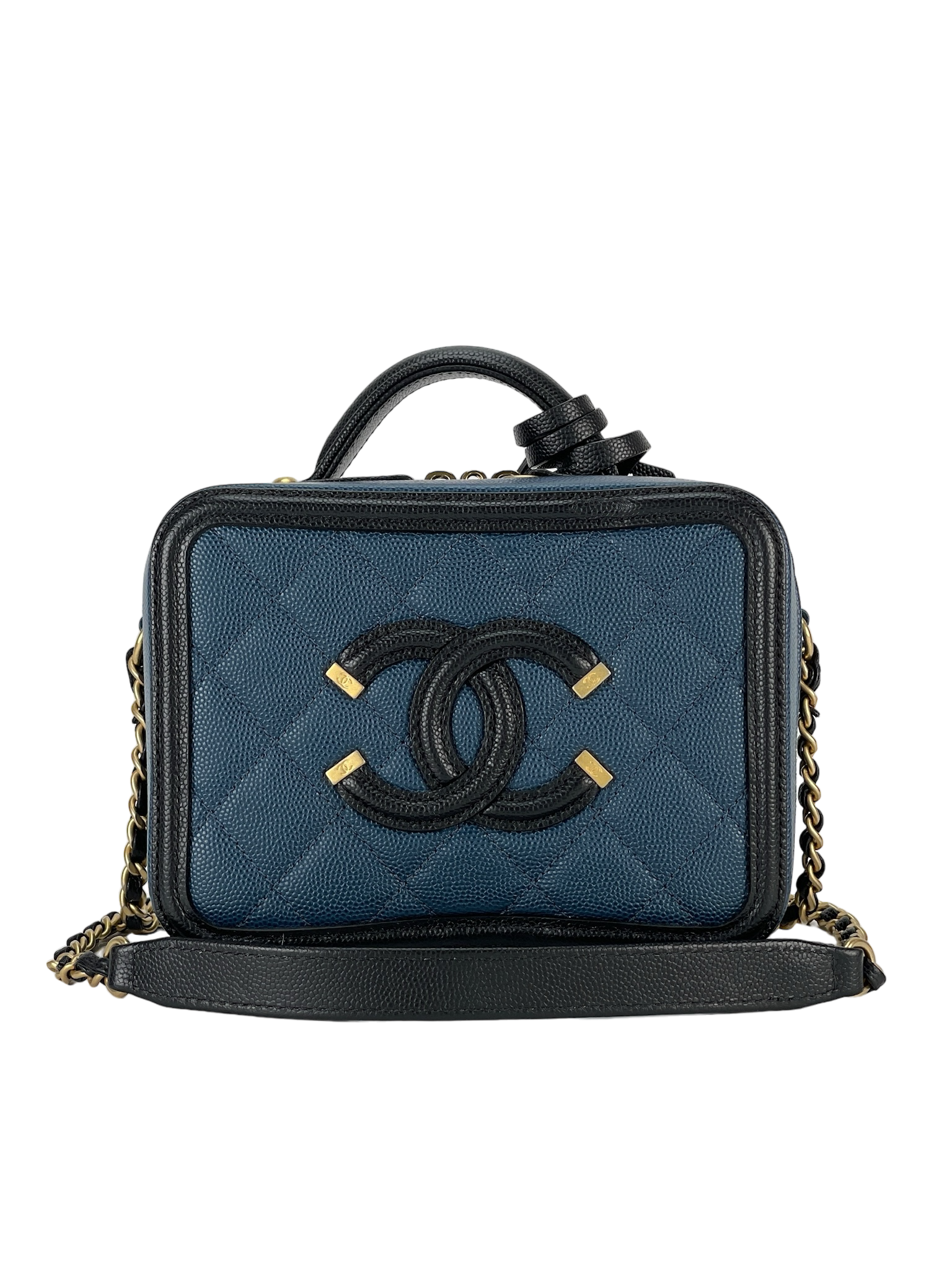 CHANEL -  Black Navy CC Camera Vanity Bag