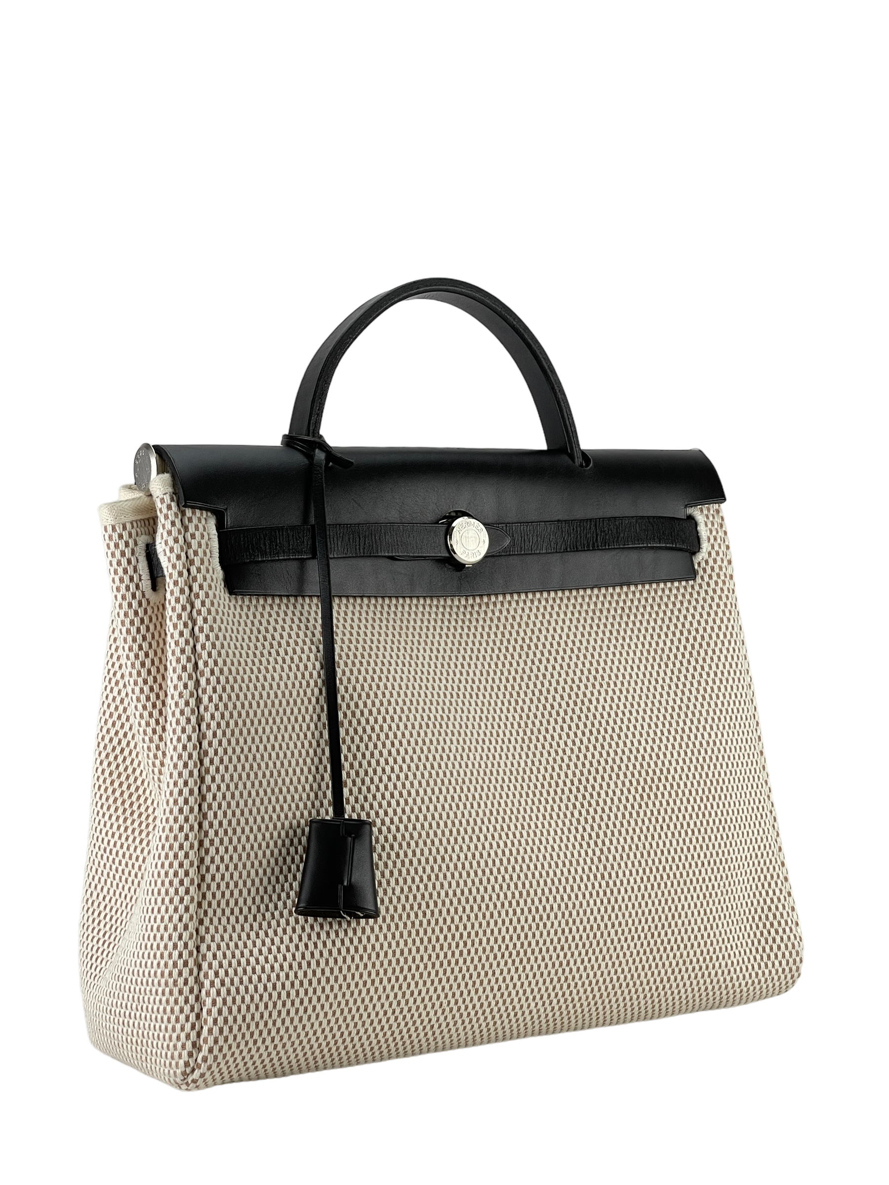 HERMES - Black Herbag PM Shoulder Bag