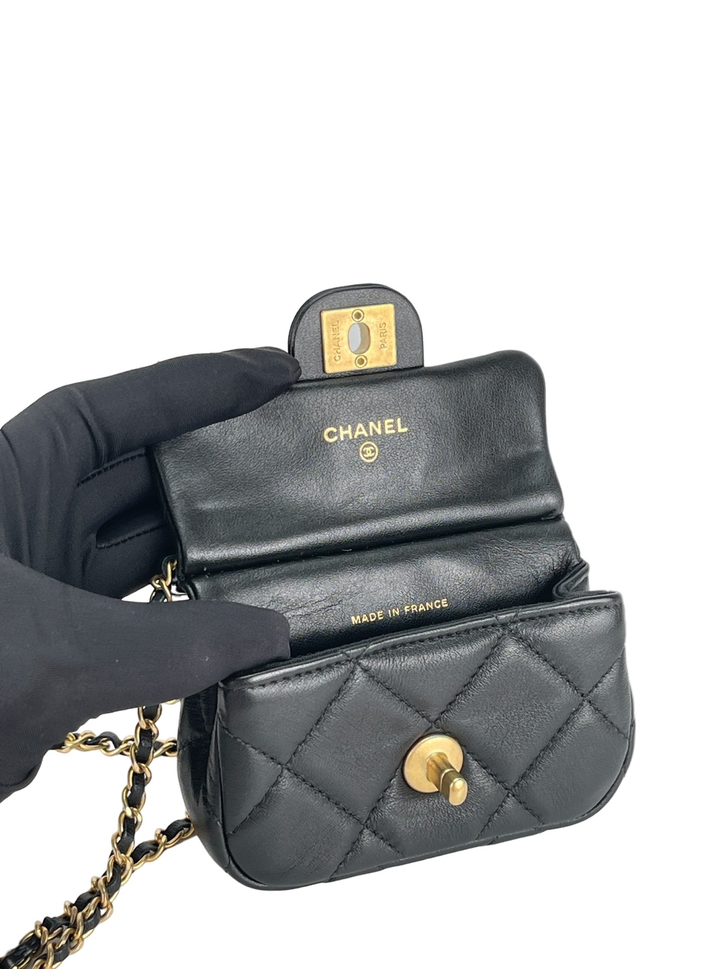 CHANEL - Lady Handle Mini Flap Card Holder Bag