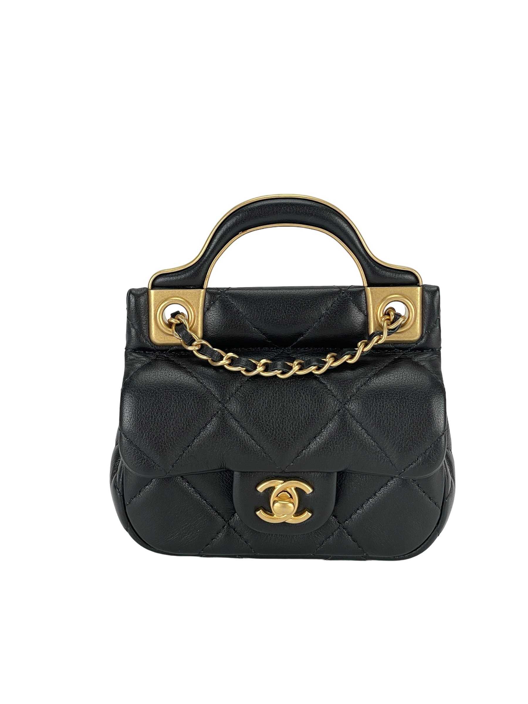 CHANEL - Lady Handle Mini Flap Card Holder Bag 