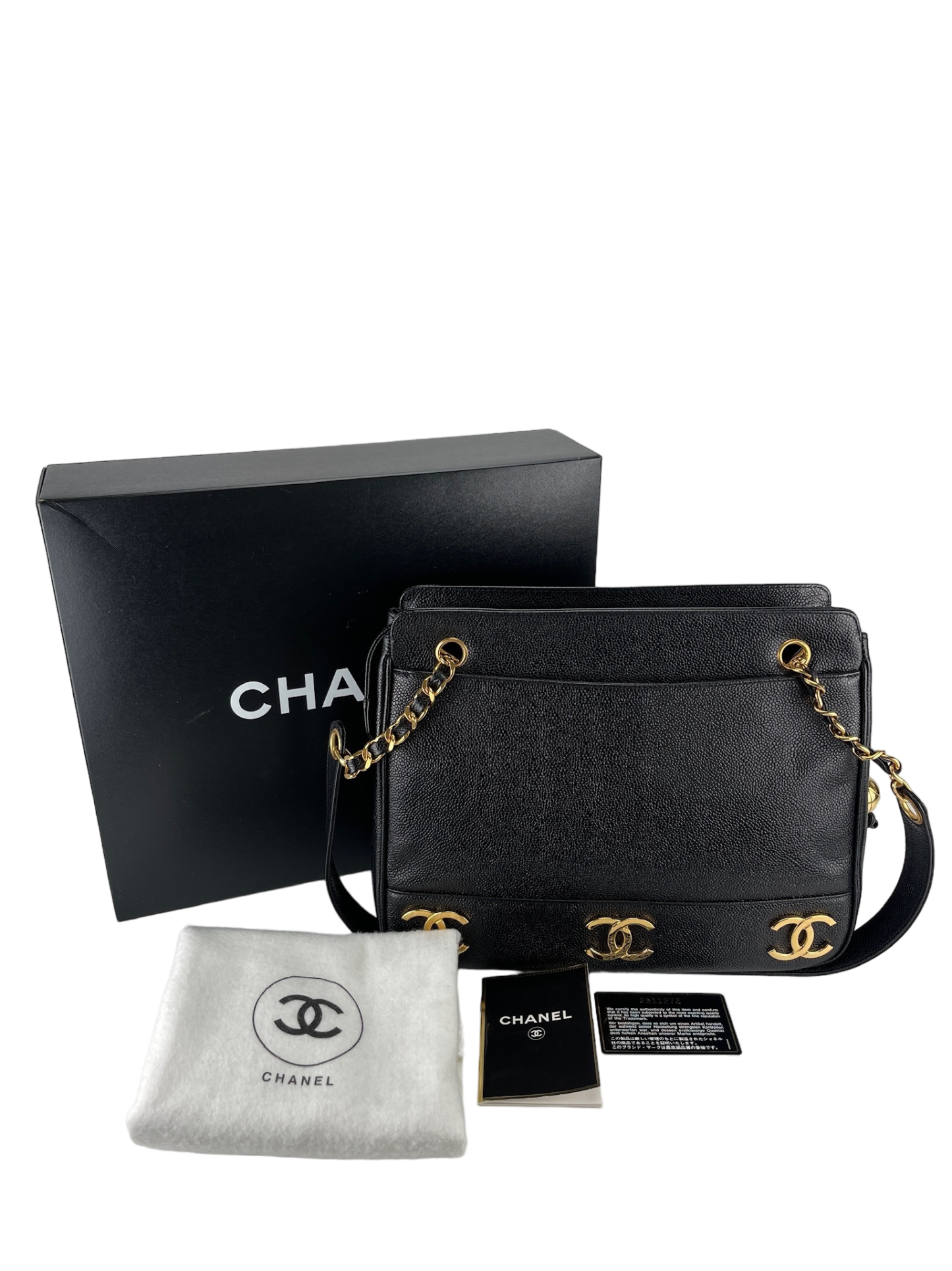 CHANEL - Caviar Triple Coco Chain Shoulder Bag