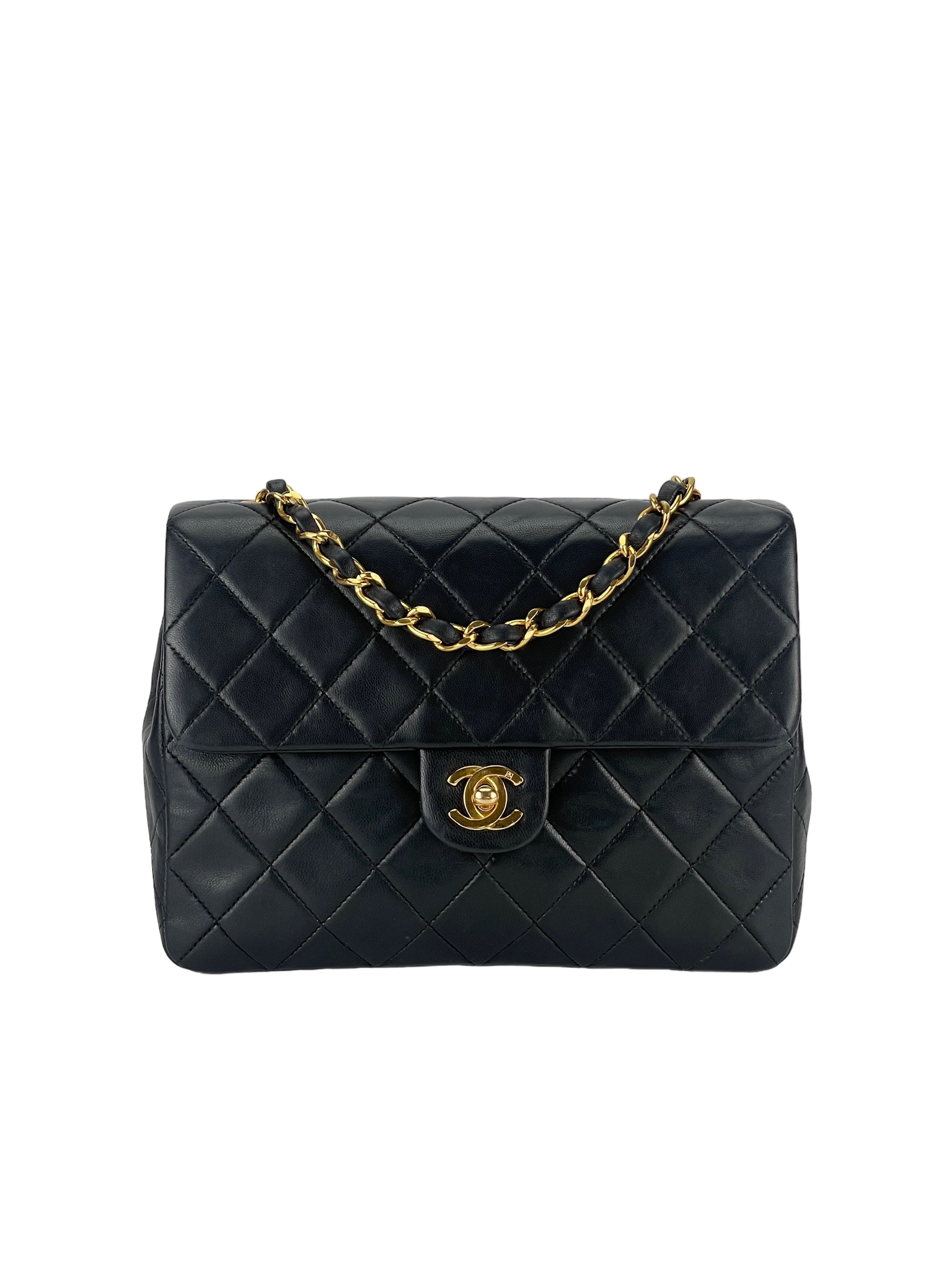 CHANEL - Black Lambskin Classic Square Bag