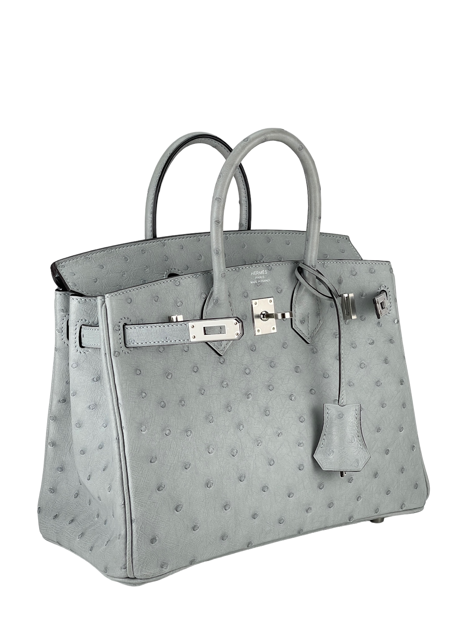 HERMES - Gris Perle Ostrich Birkin25 Bag