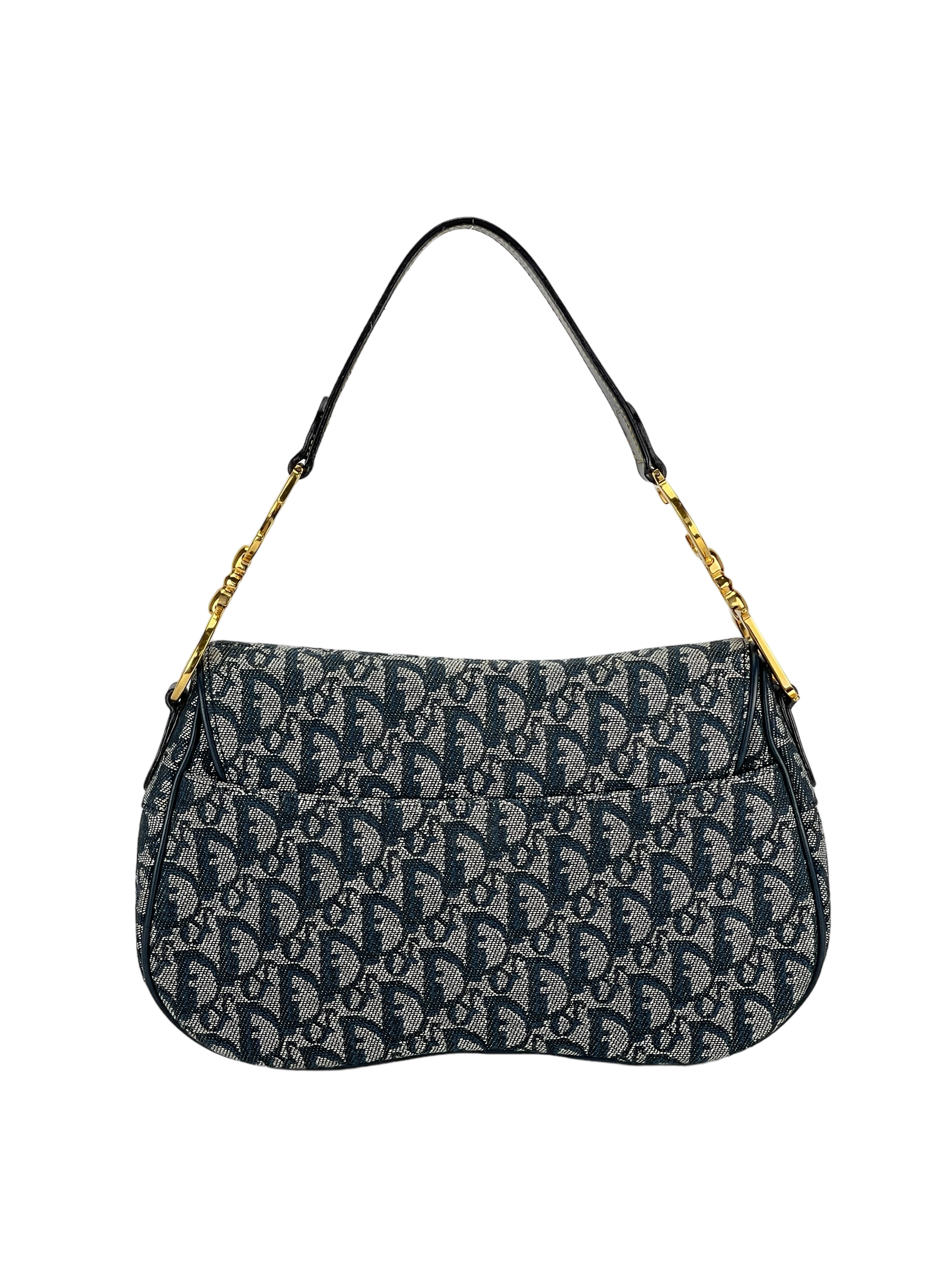 DIOR - Gold Navy Saddle Handbag