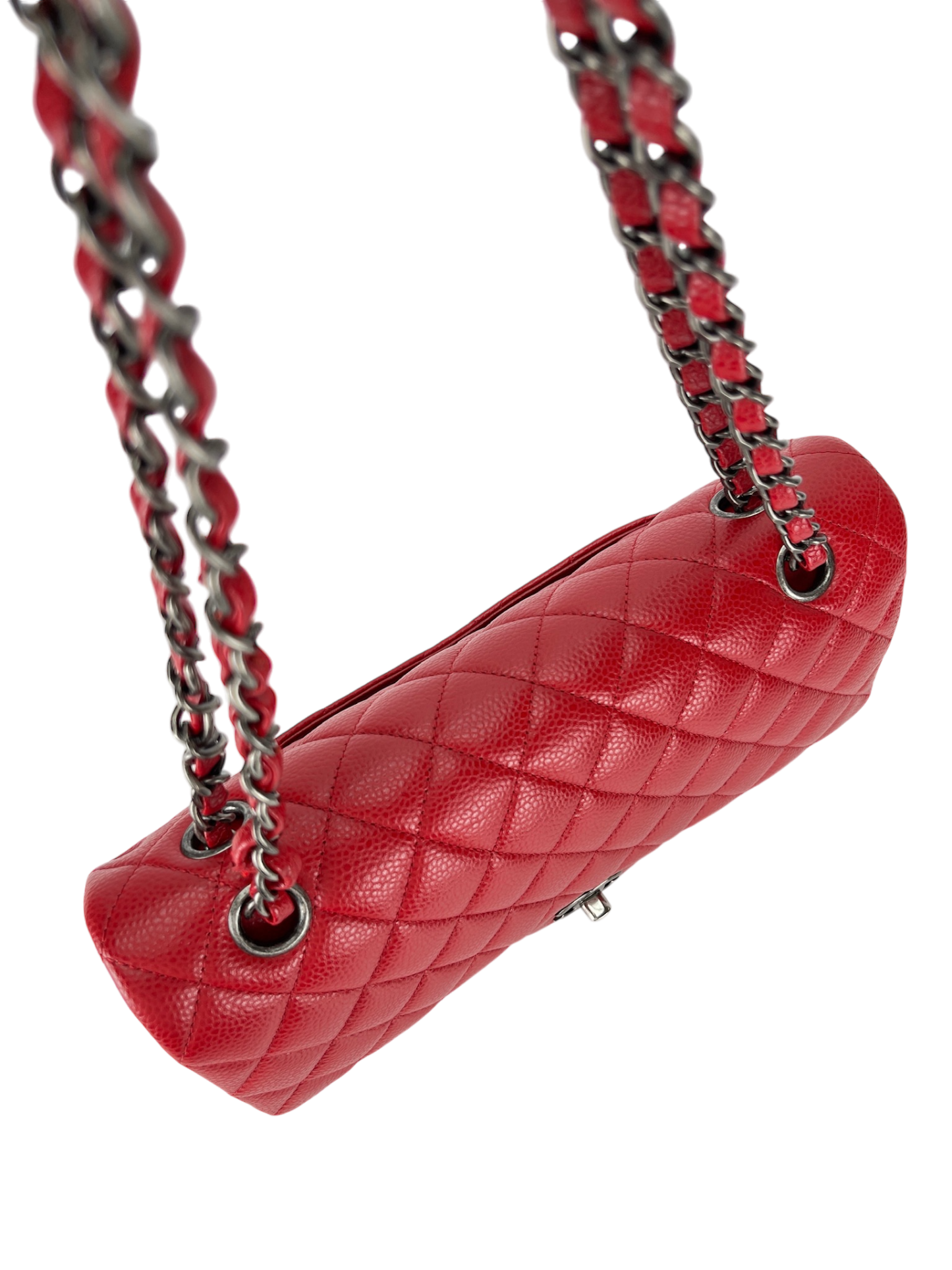 CHANEL - Red Quilted Cavair CF25 Shoulder Bag